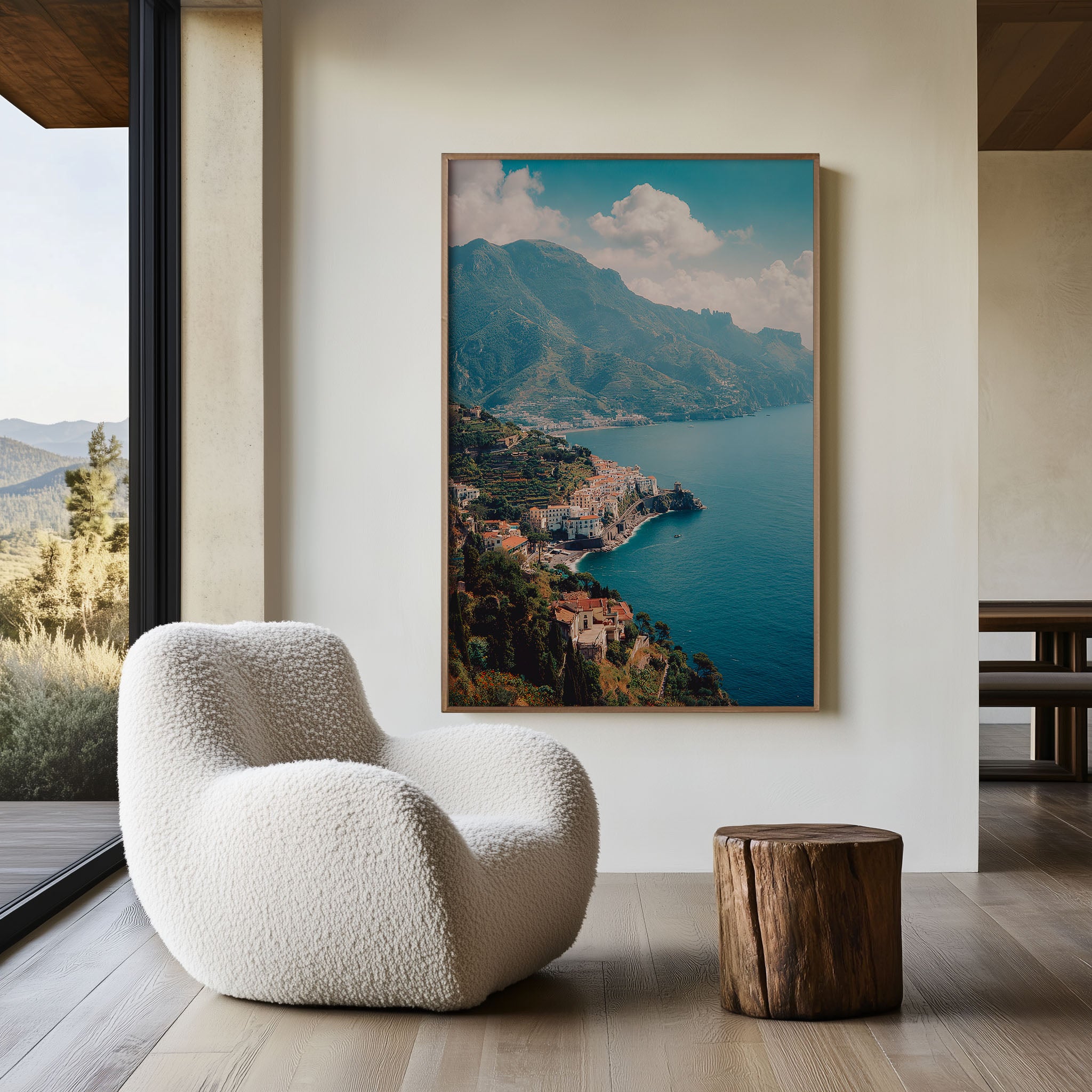 Ravello Terrace Amalfi Coast Wall Art Print | Italy Coastal View Canvas