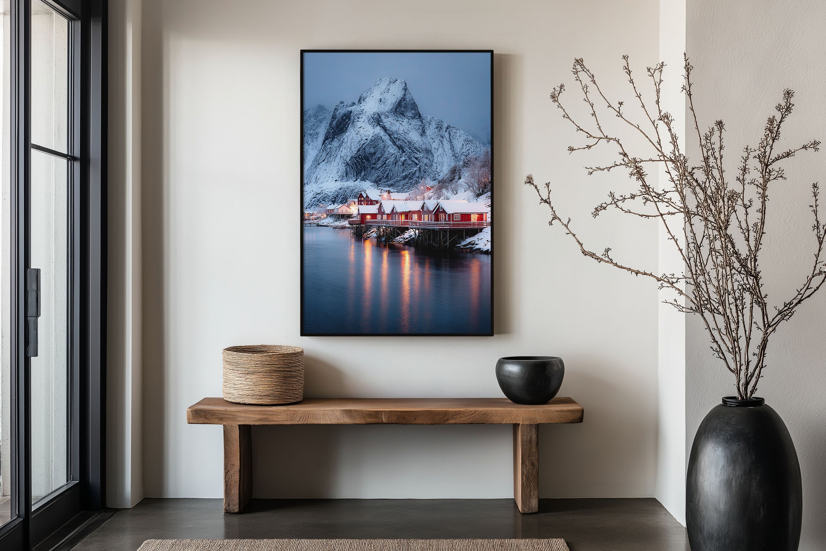 Reine Lofoten Norway Print | Red Rorbuer Fishing Village Wall Art | Arctic Winter Photography