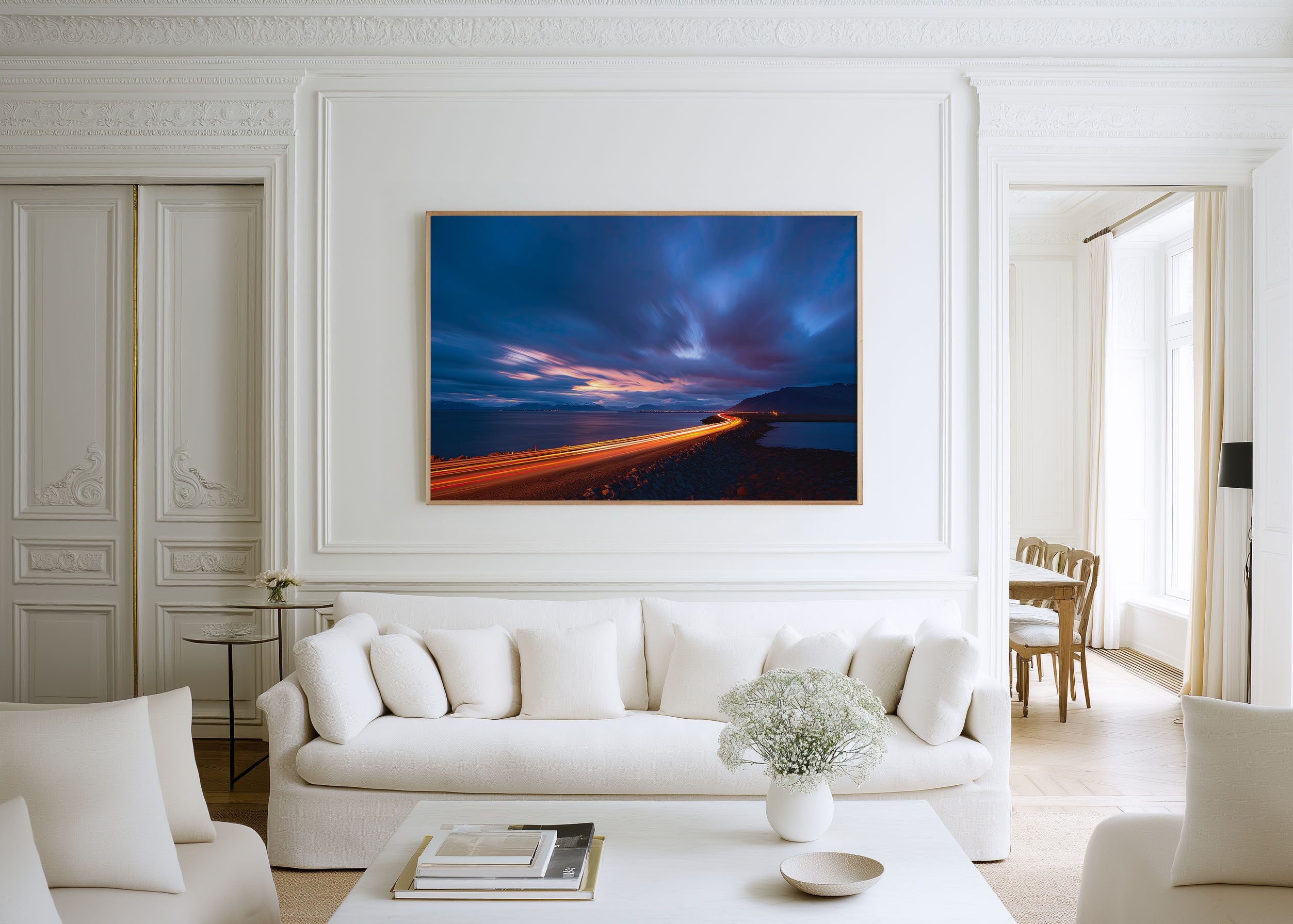 Iceland Coastal Road Wall Art Print, Reykjavik Long Exposure Landscape