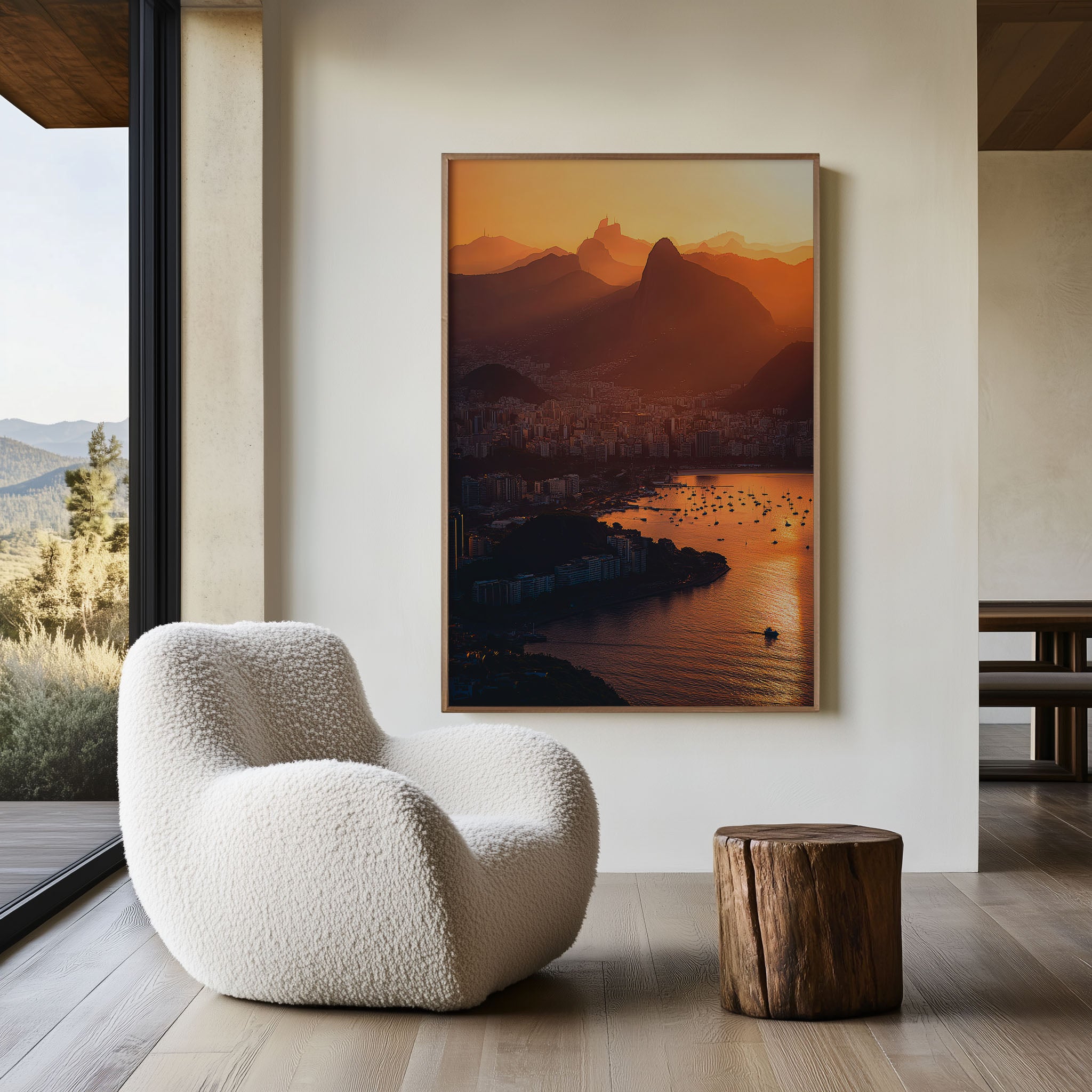 Rio de Janeiro Sunset Wall Art | Christ the Redeemer Guanabara Bay Brazil Print | Travel Photography Poster
