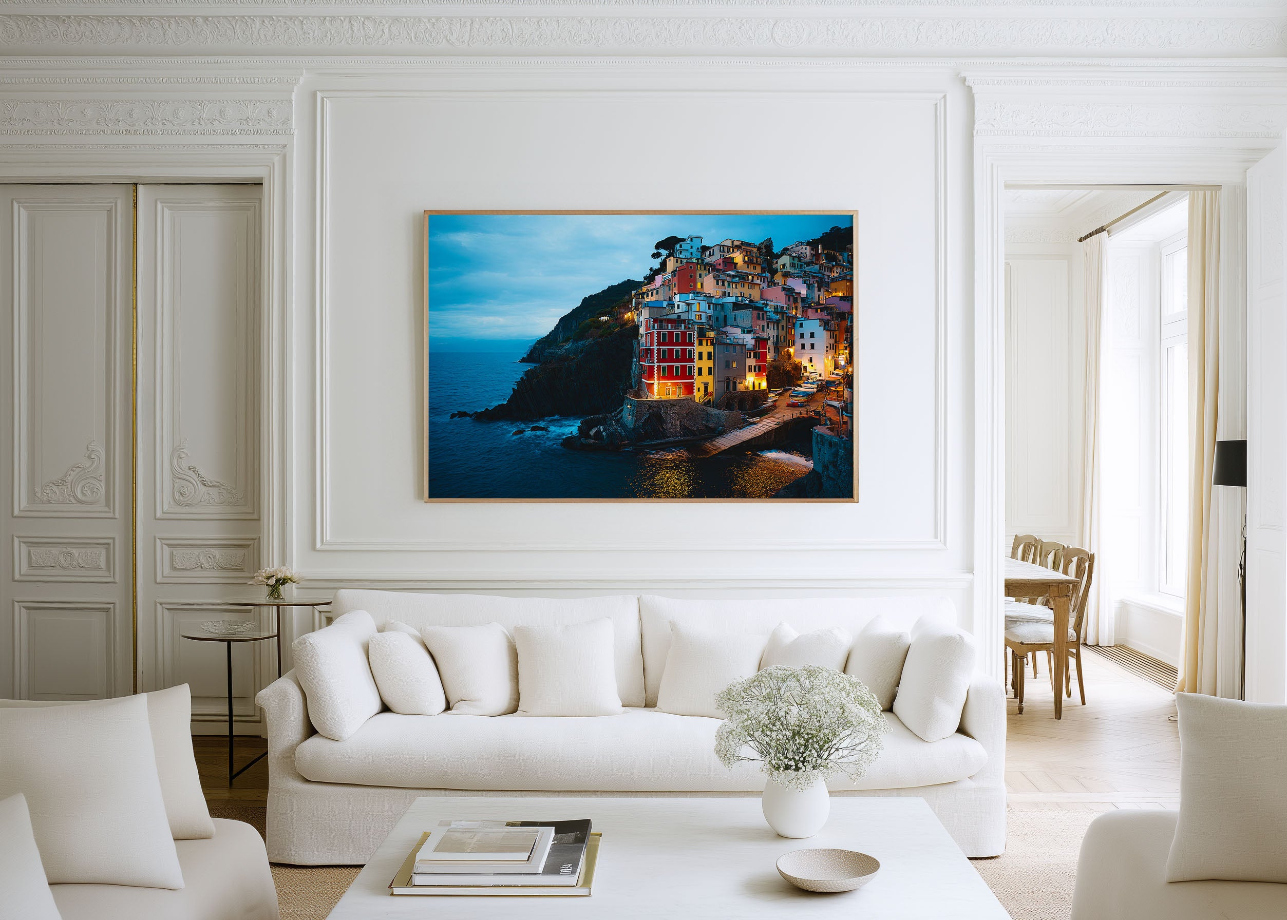 Riomaggiore Cinque Terre Wall Art – Italy Colorful Coastal Village Night
