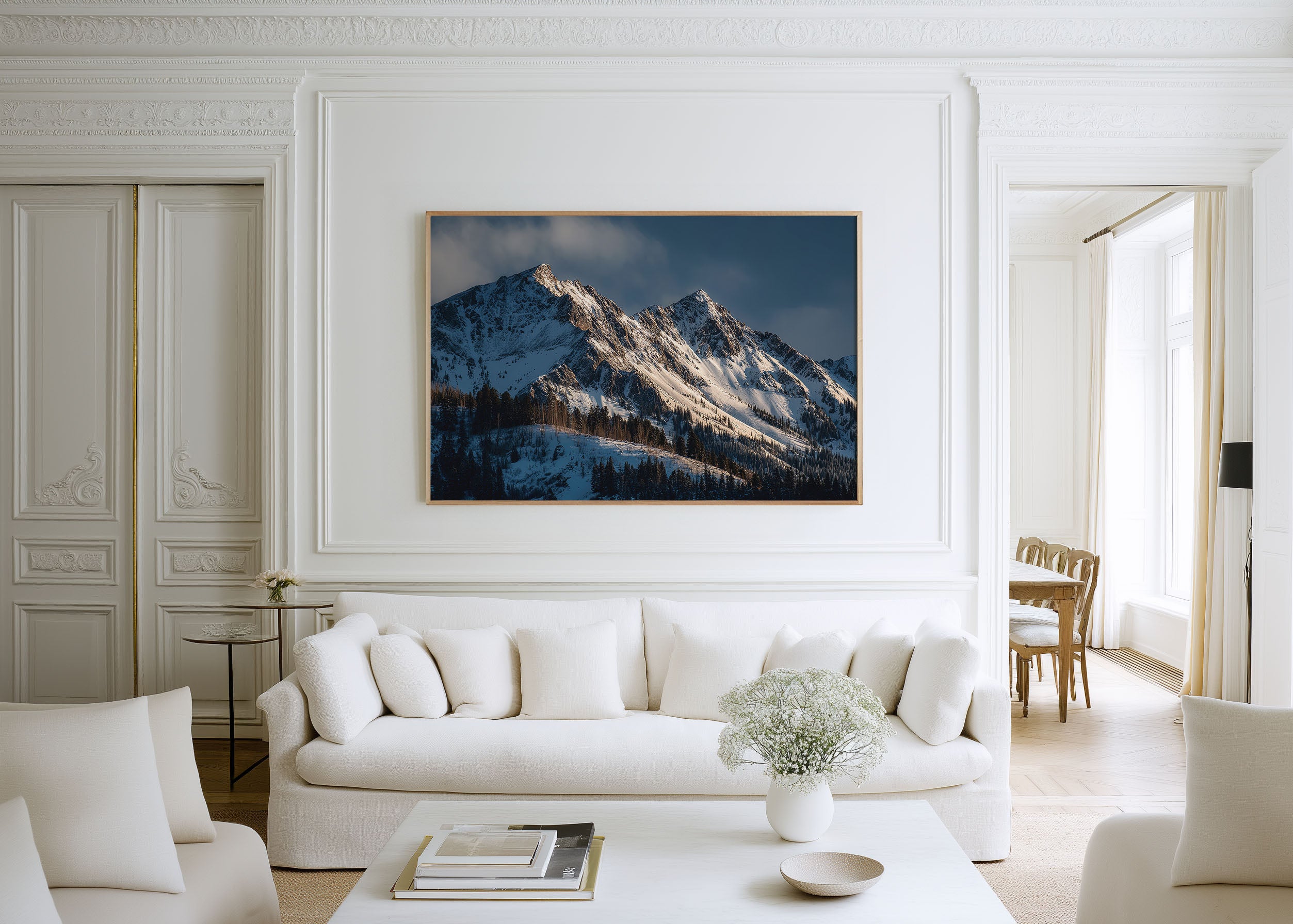 Rocky Mountains Winter Wall Art Print – Snowy Alpine Peak Landscape Photography