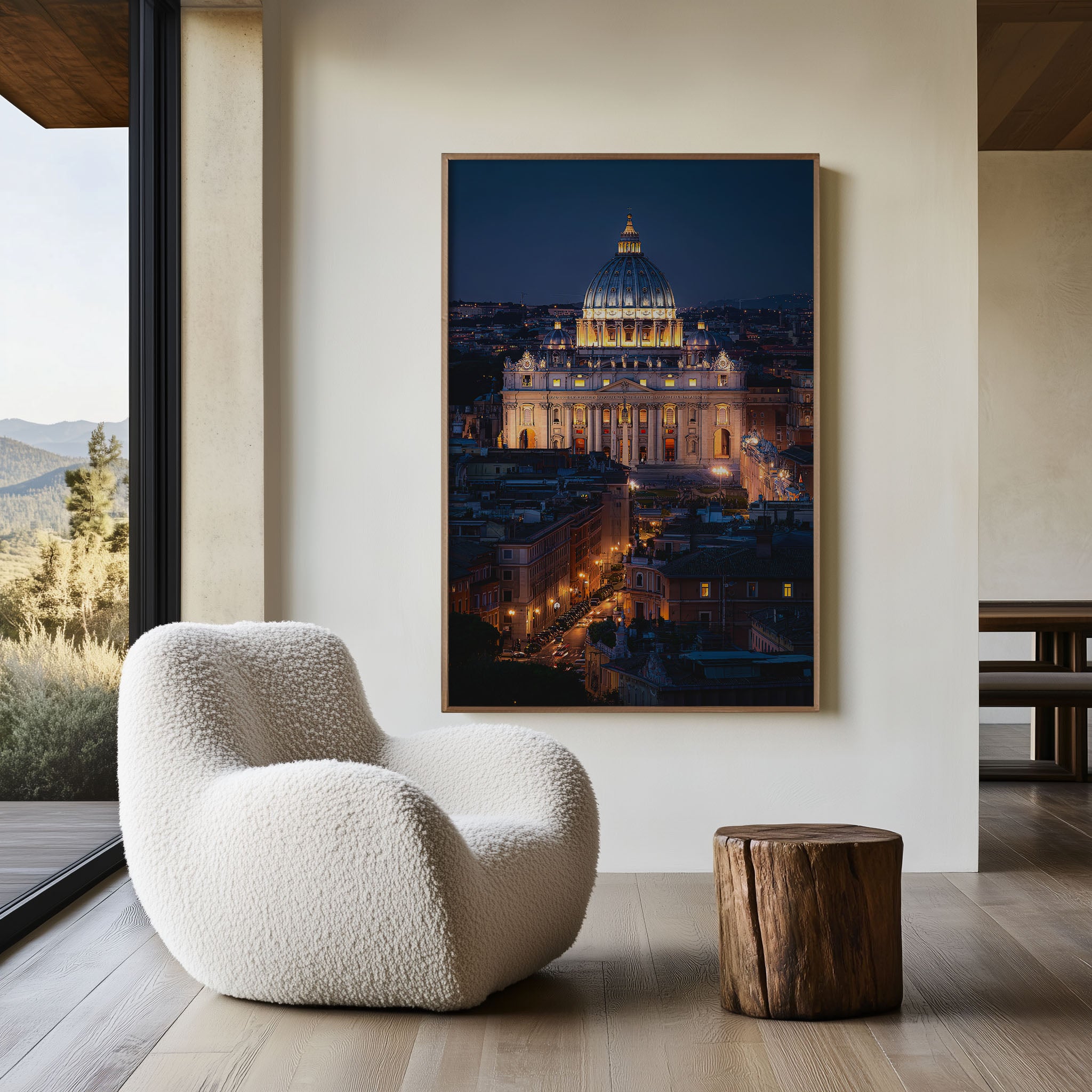 Rome St. Peter's Basilica Night Wall Art | Vatican City Rome Skyline Print | Travel Photography Poster