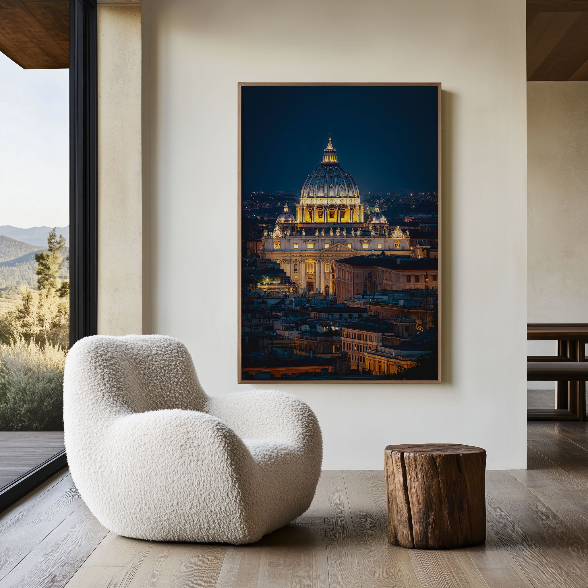Rome St. Peter's Basilica Night Wall Art | Vatican City Rome Skyline Print | Travel Photography Poster