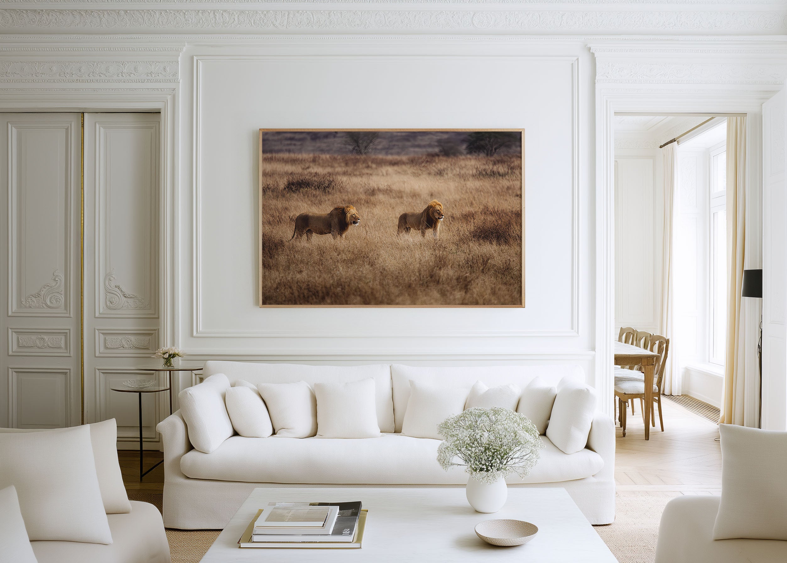 Running Lions Wall Art – African Safari Wildlife Print