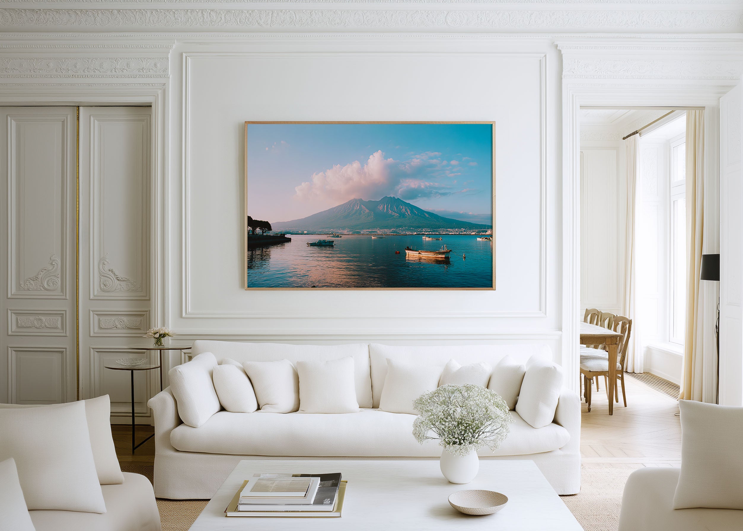 Sakurajima Volcano Kagoshima Japan Wall Art Print, Coastal Mountain Landscape