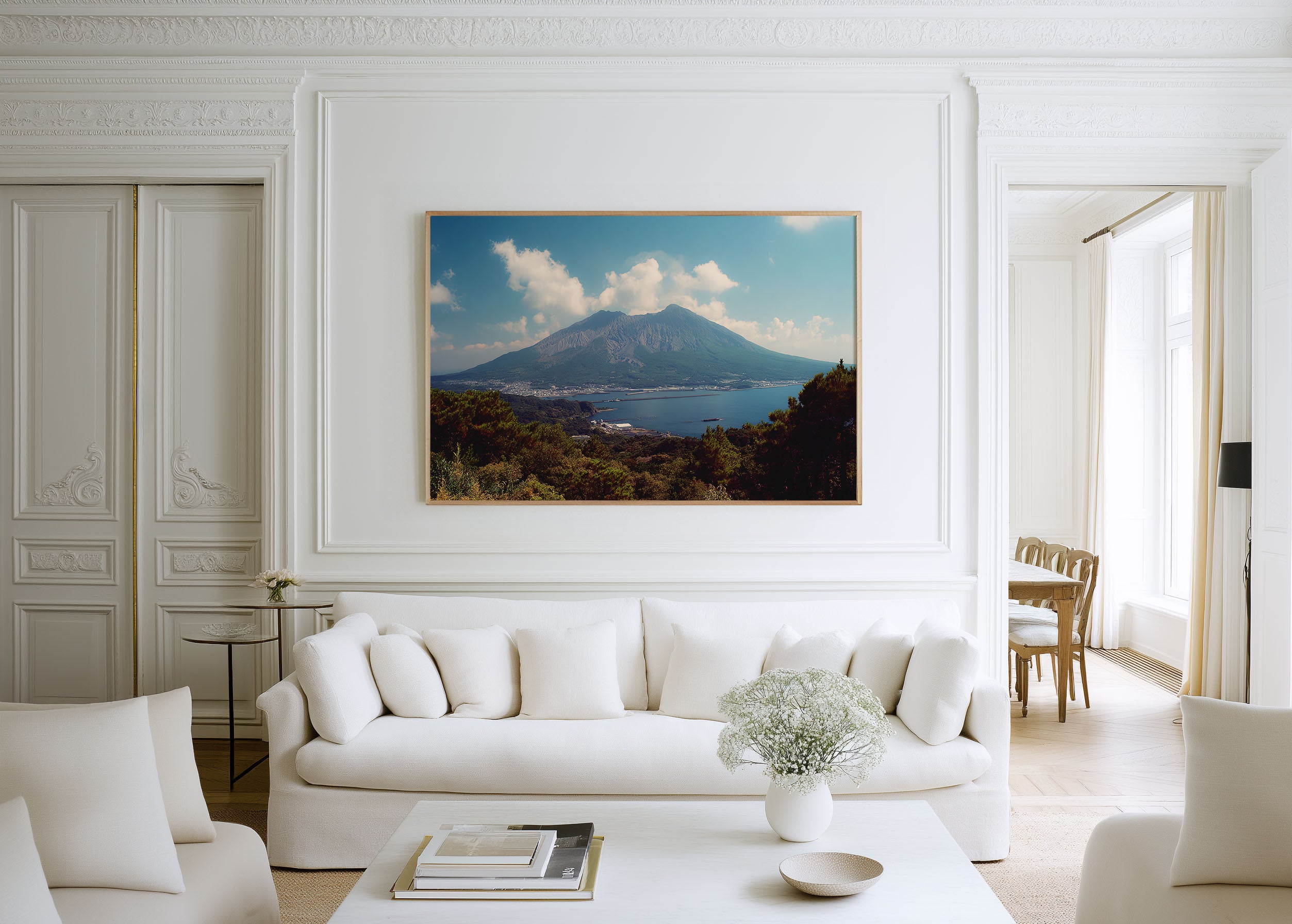 Sakurajima Volcano Kagoshima Japan Wall Art Print, Coastal Mountain Landscape