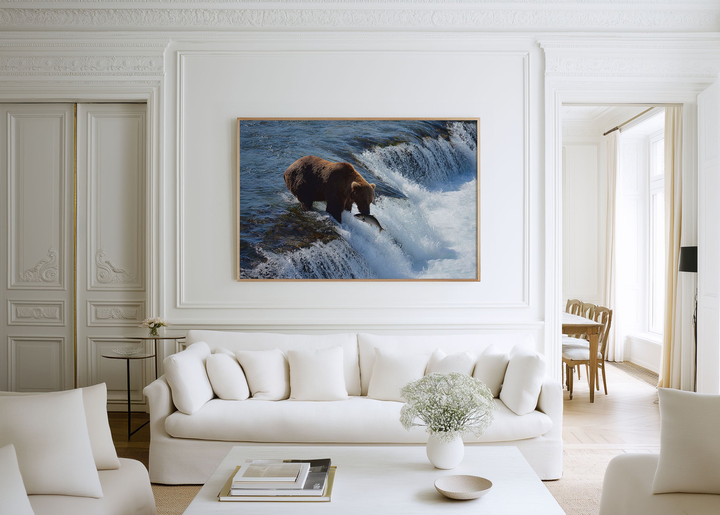 Salmon Run – Alaskan Grizzly in Motion Wall Art Print