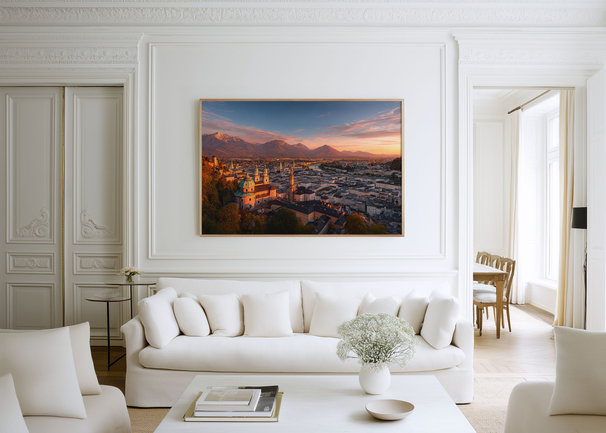 Salzburg Skyline Golden Hour Print – Alpine Wall Art