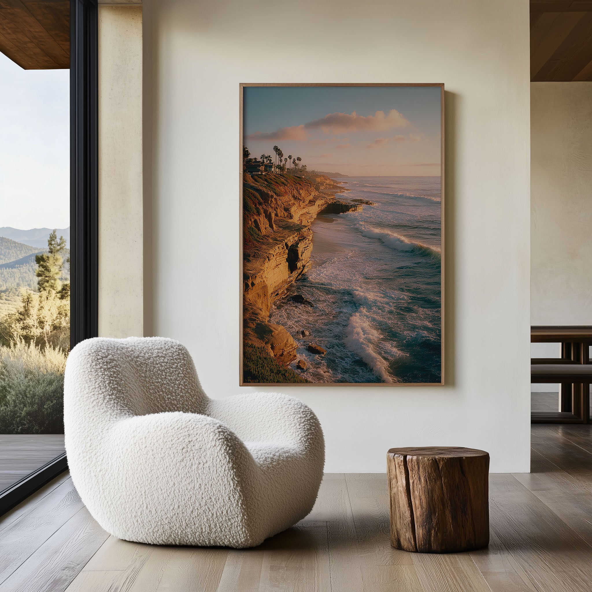 San Diego Coastal Wall Art Print – Sunset Ocean Cliffs Canvas, California Beach Landscape, Pacific Coast Decor