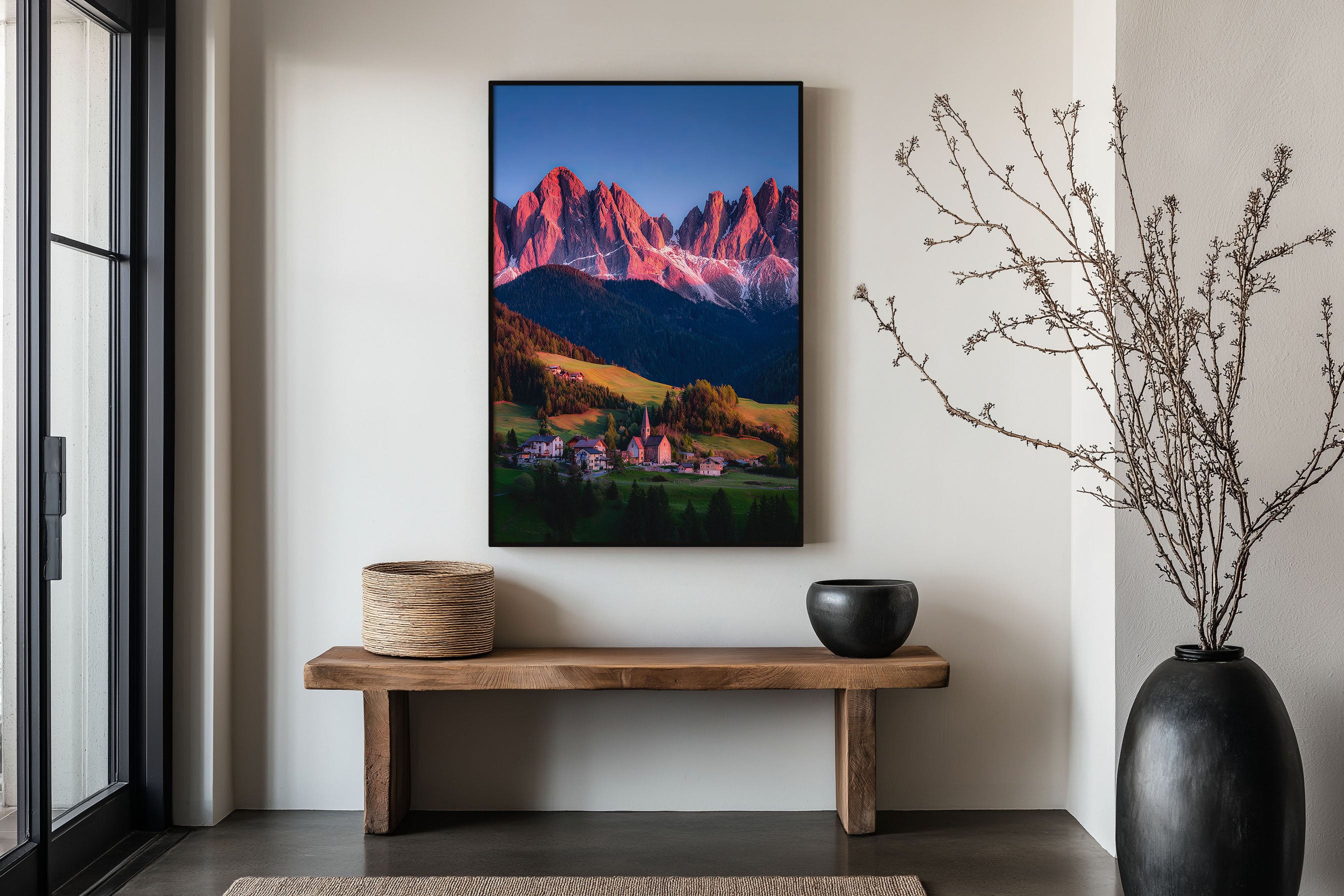 Santa Maddalena Alpenglow Print | Dolomites Sunset Village Wall Art | Val di Funes Italy Photography