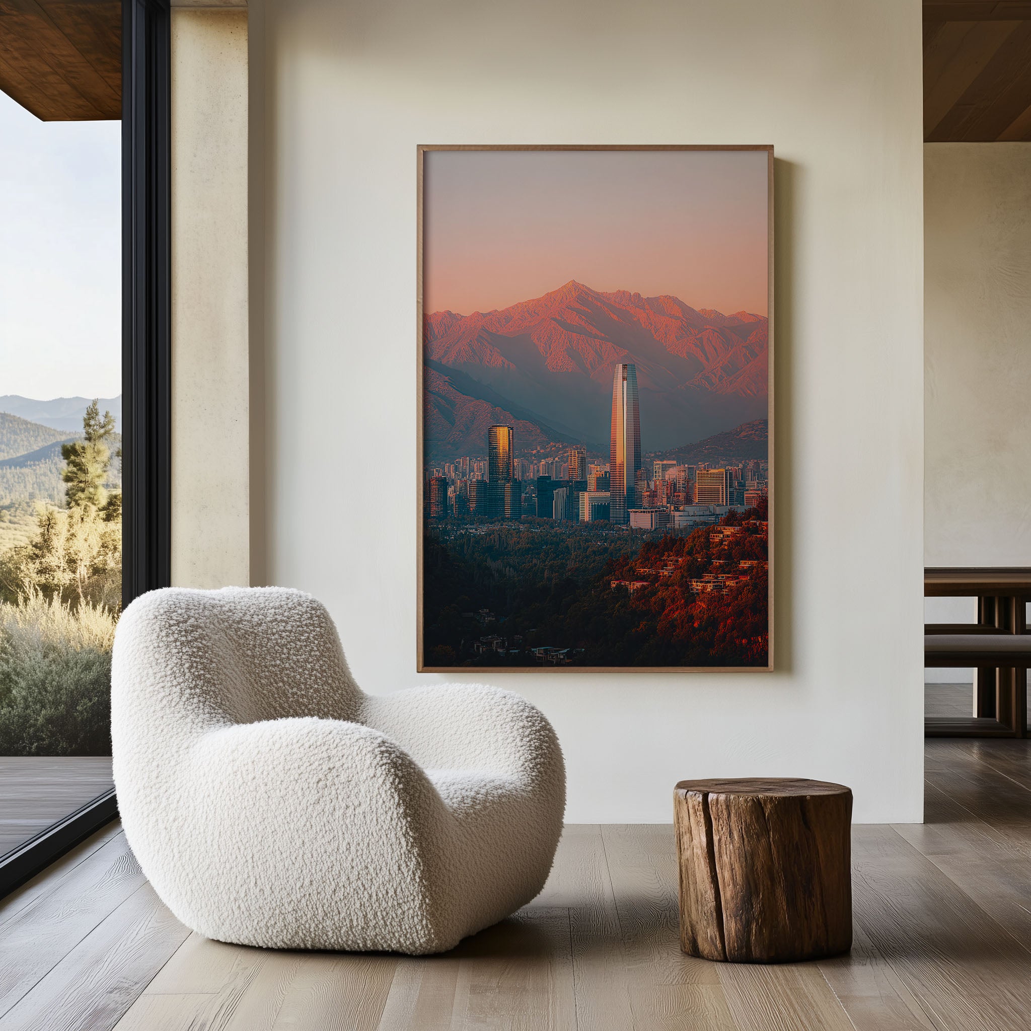 Santiago Skyline Sunset Wall Art | Andes Mountains Chile Print | Travel Photography Poster