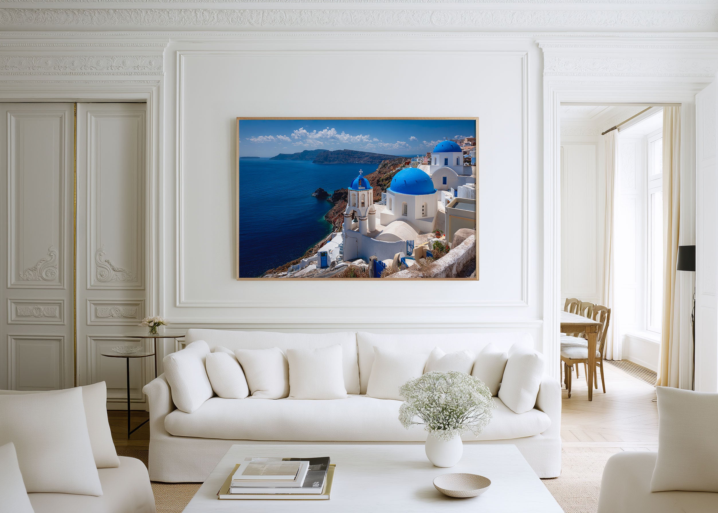 Santorini Blue Domes Oia Print – Greek Island Wall Art