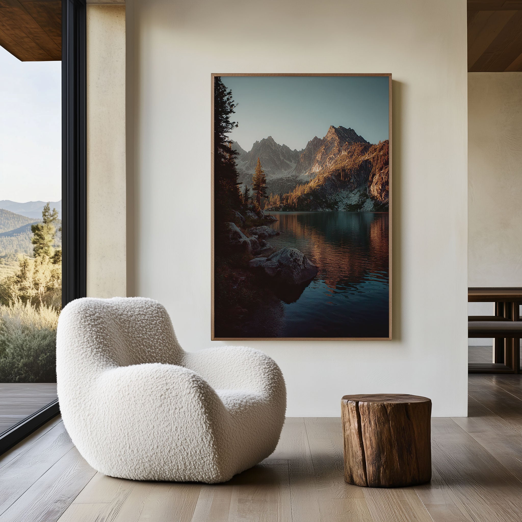 Sawtooth Mountains Lake Reflection Wall Art | Alpine Nature Canvas Print