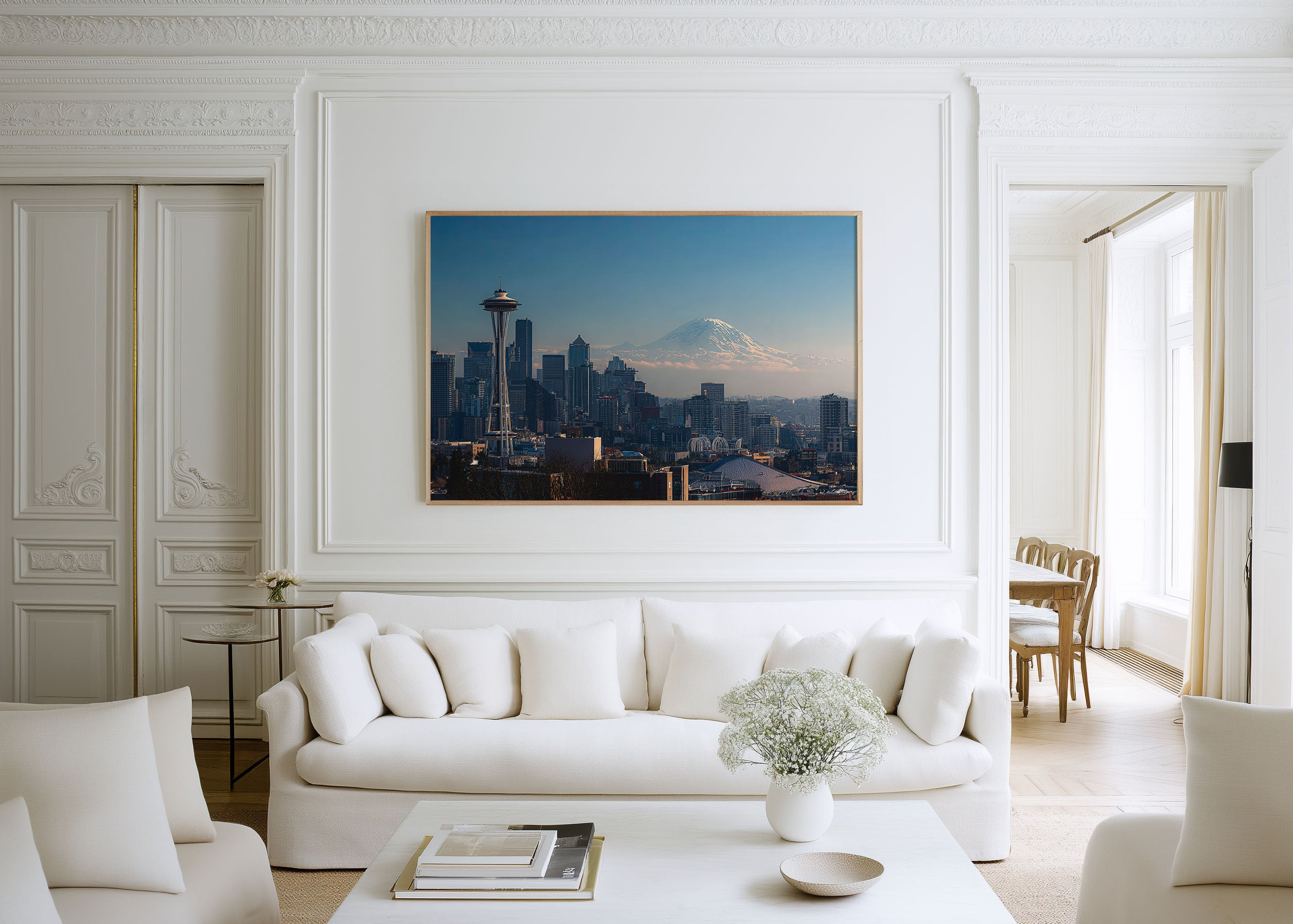 Seattle Skyline Mount Rainier Wall Art Print | Washington Cityscape Landscape Photography