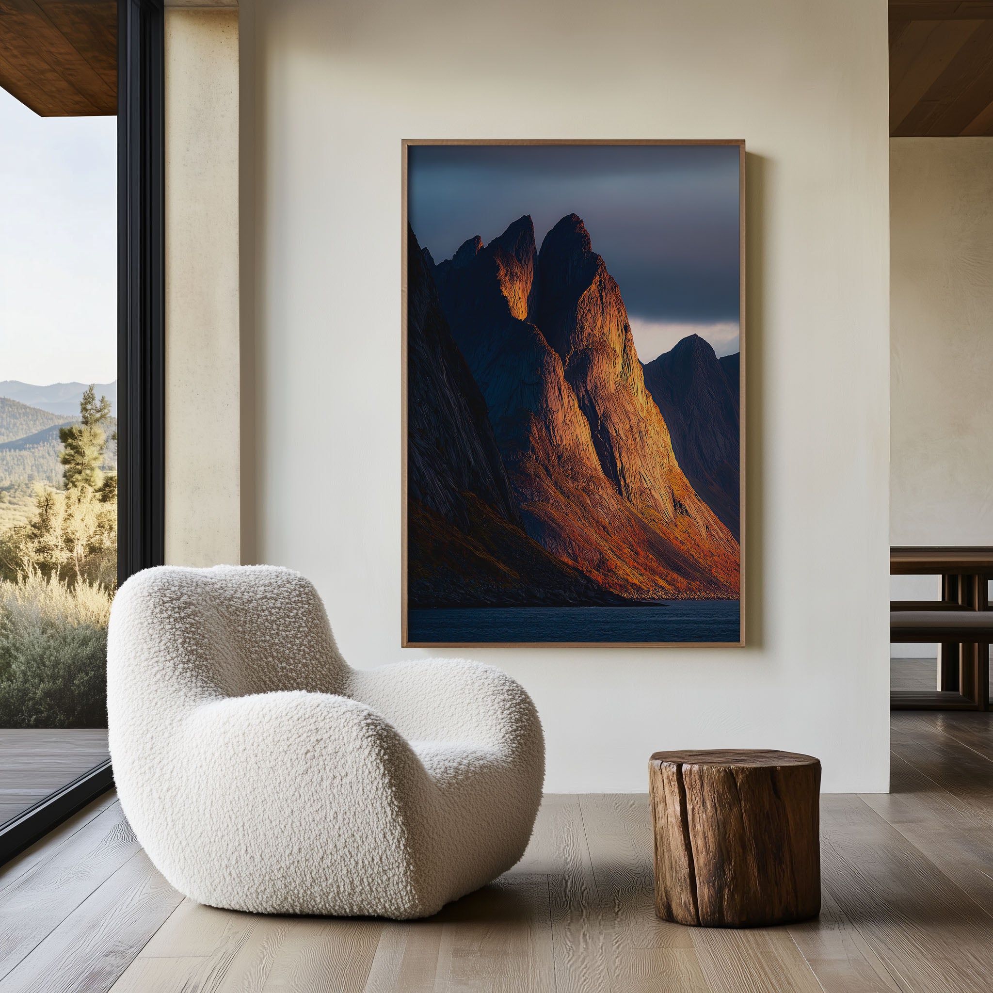 Segla Peak Senja Sunset Ablaze Wall Art Print | Norway Arctic Mountain Photography | Dramatic Landscape Home Decor