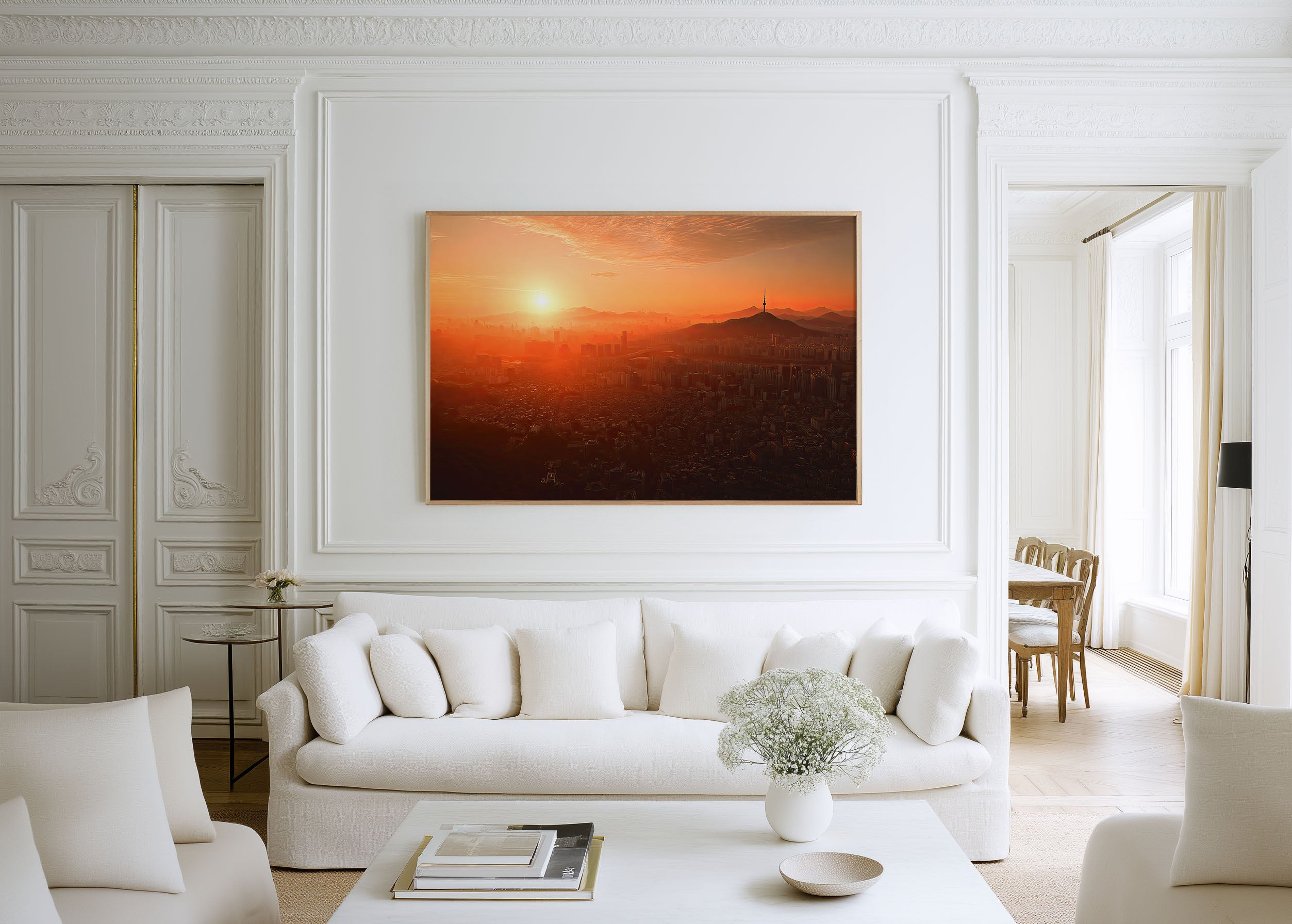 Seoul Skyline Sunrise Print – Namsan Tower Wall Art