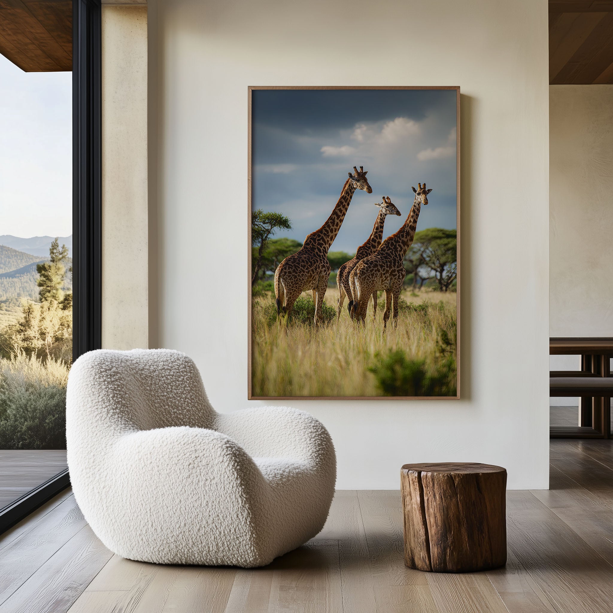 Giraffe Safari Wall Art Print – African Wildlife Serengeti Canvas & Framed Nature Decor