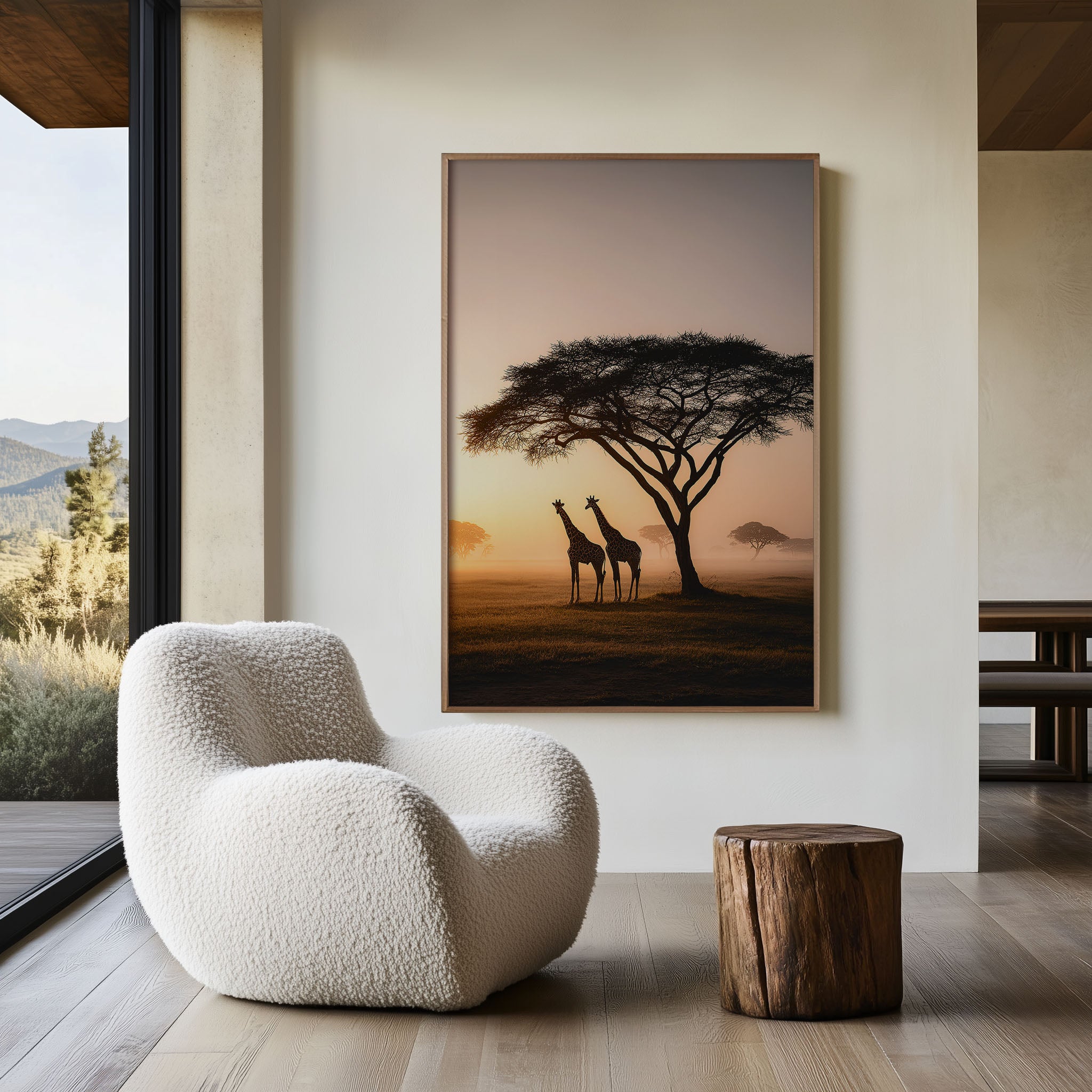 Serengeti Giraffe Wall Art – African Safari Sunset Print