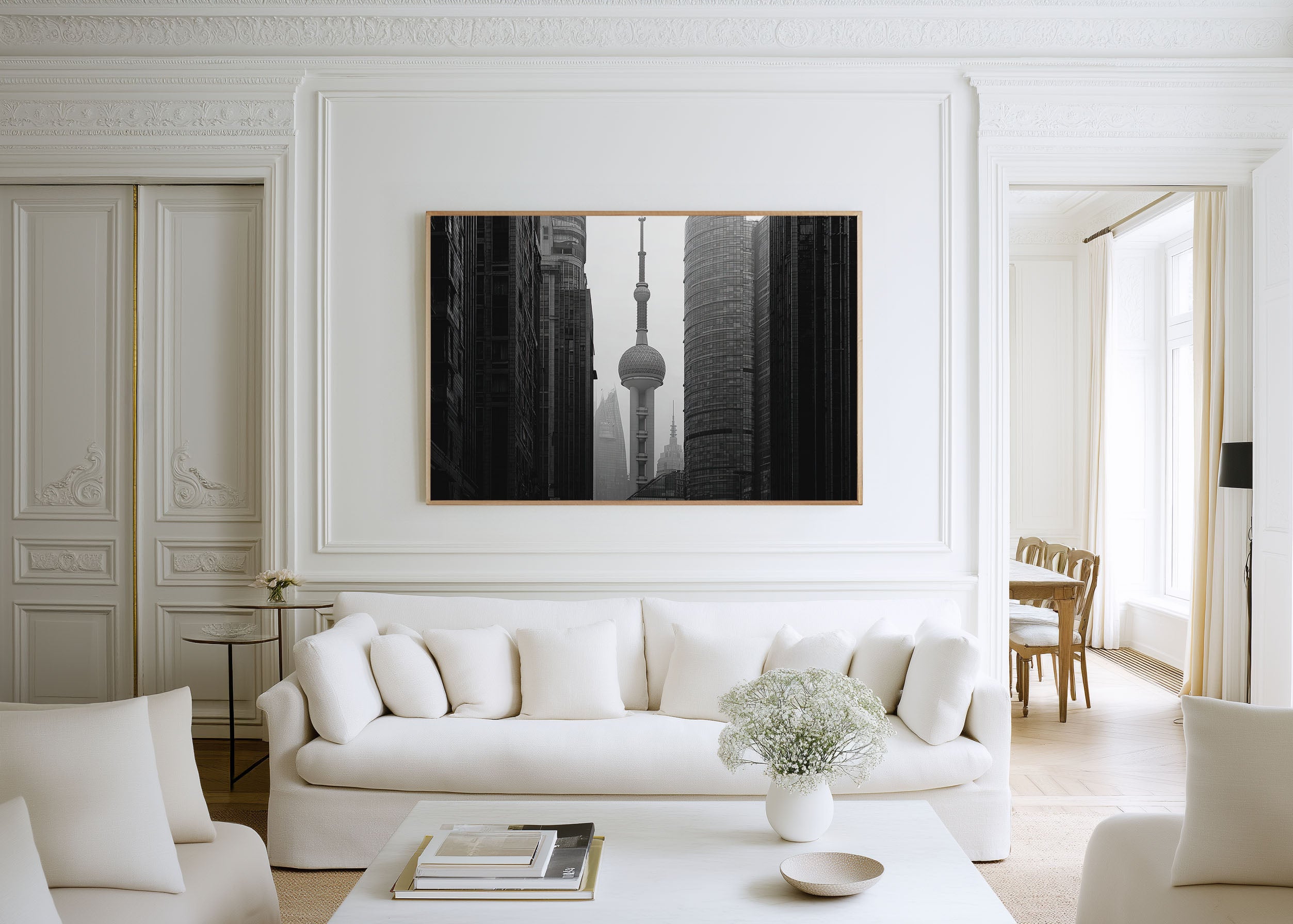 Shanghai Oriental Pearl Tower Black & White Wall Art Print