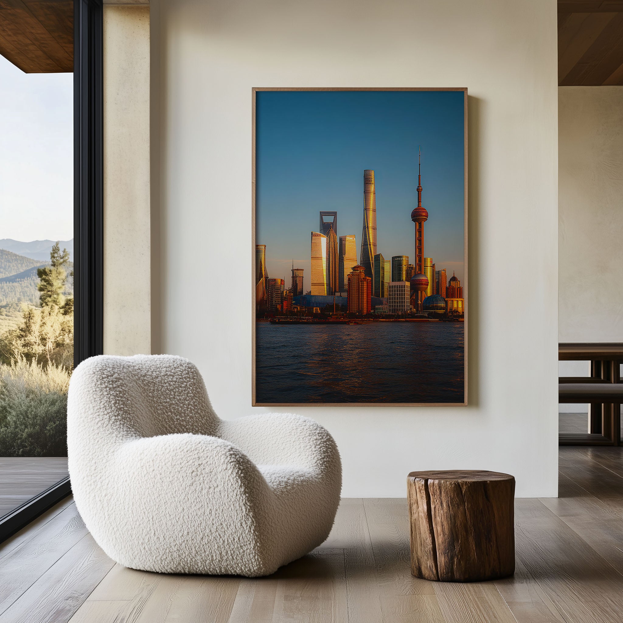 Shanghai Pudong Skyline at Sunset | Huangpu River China Wall Art Print