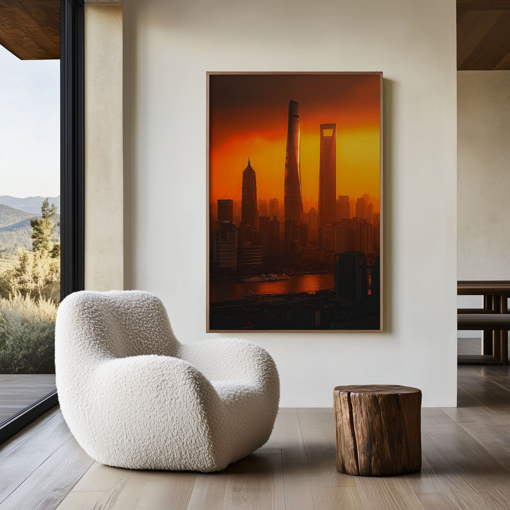 Shanghai Tower & SWFC Inferno | Skyline Sunset Wall Art Print