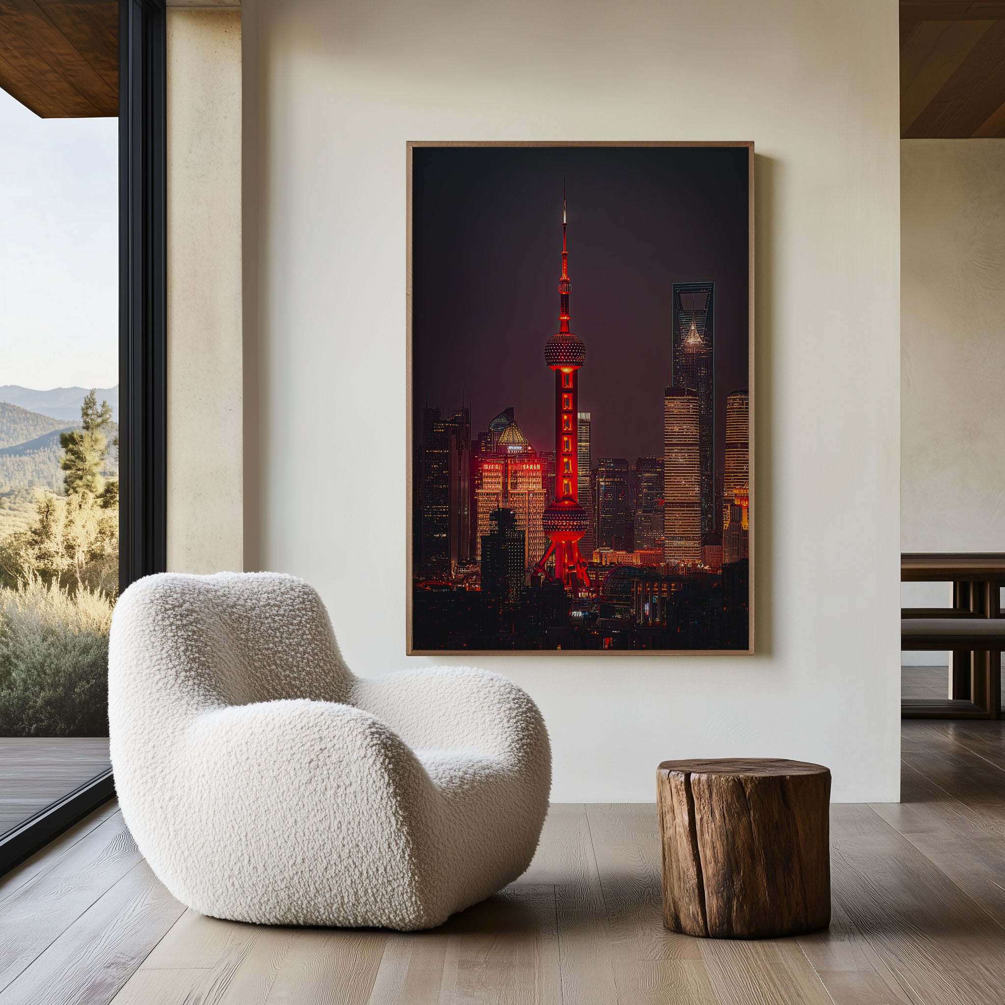 Shanghai Oriental Pearl Tower Night Wall Art | Pudong Skyline China Print | City Lights Photography Poster