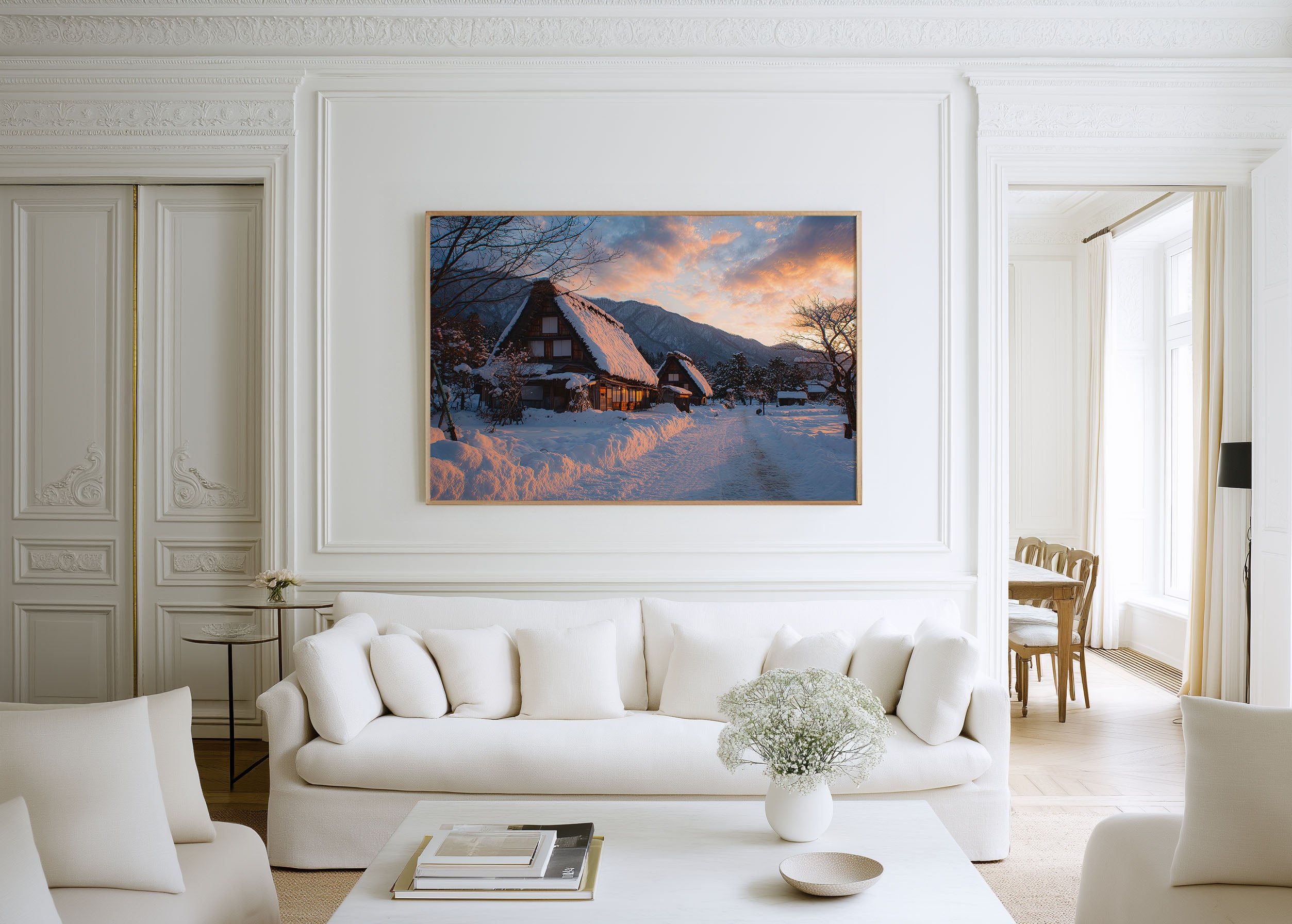 Shirakawa-go Snow Village Print – Japanese Winter Wall Art