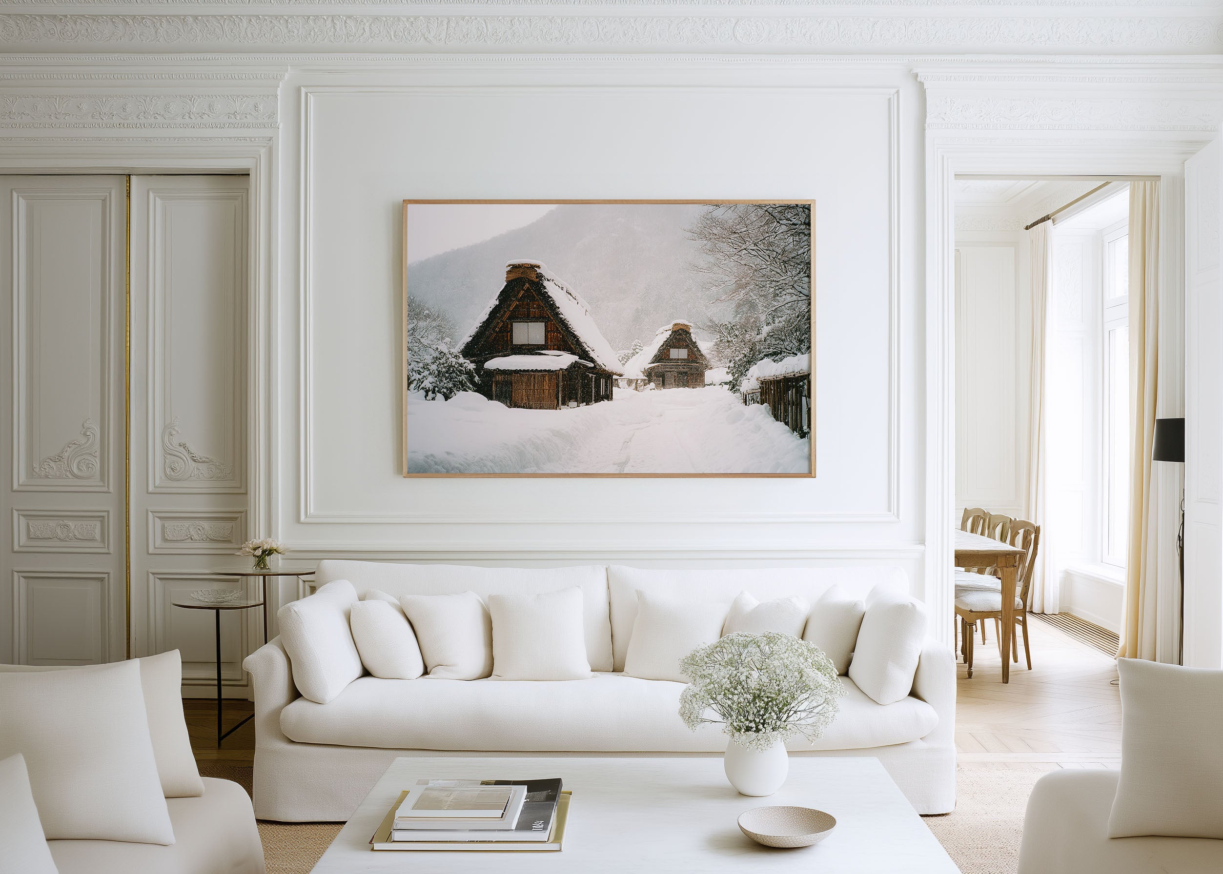 Shirakawa-go Winter Village Wall Art Print, Japan Snow Houses