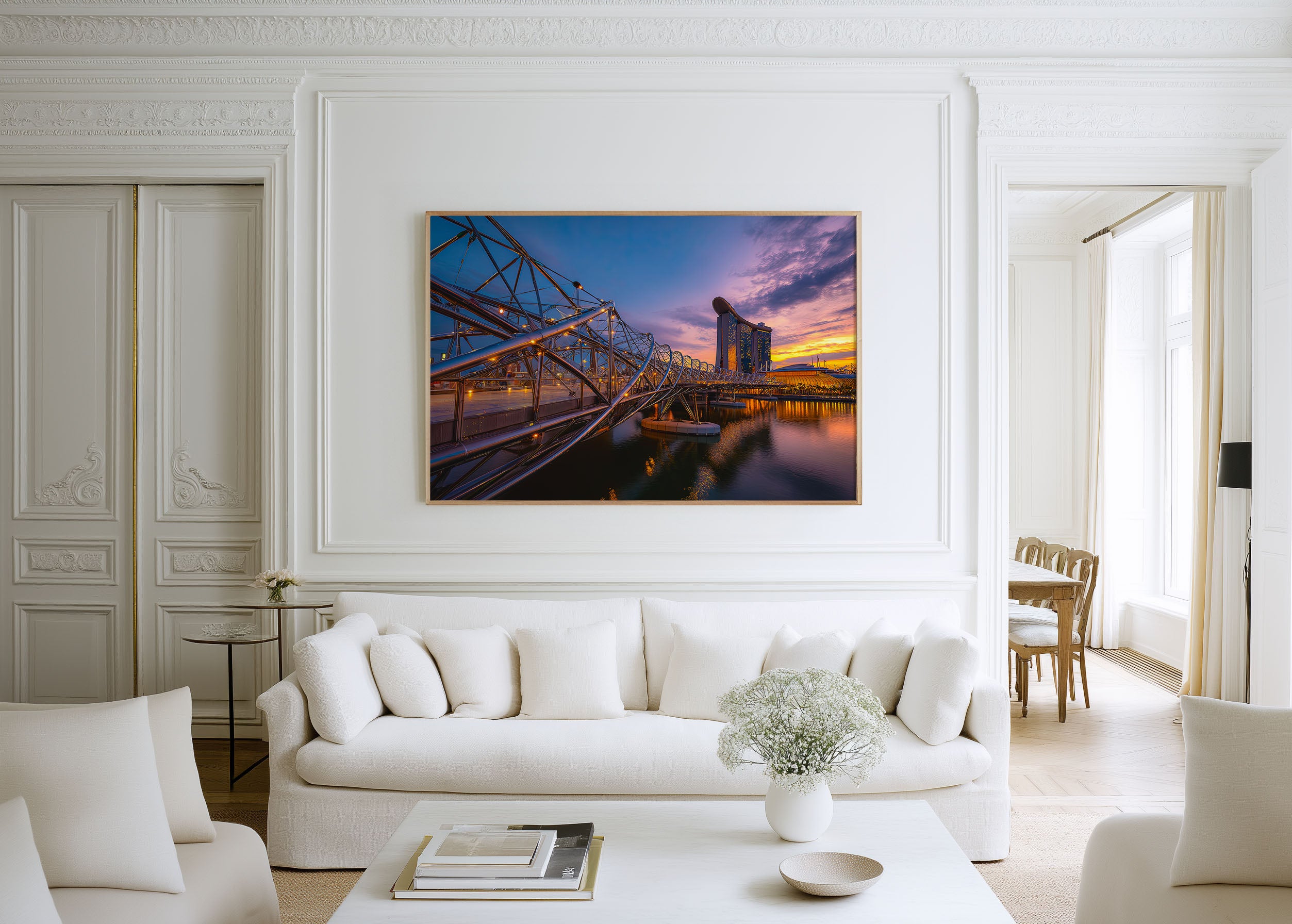 Singapore Helix Bridge Marina Bay Sunset Wall Art Print
