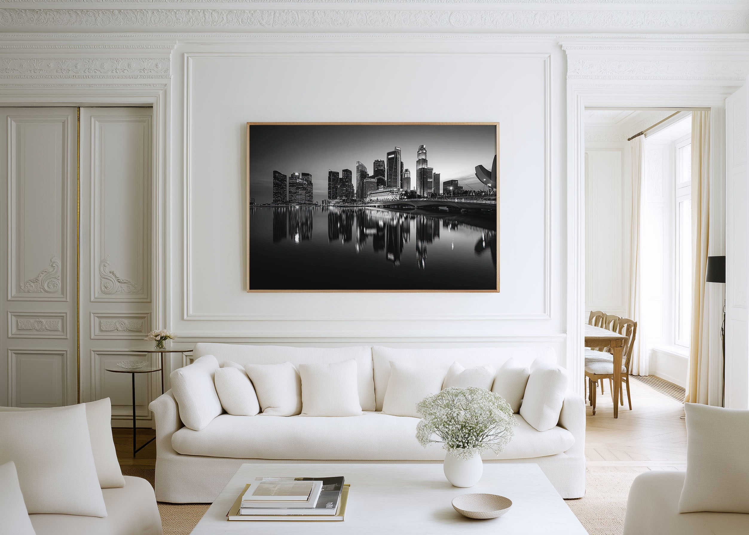 Singapore Marina Bay Black & White Wall Art Print