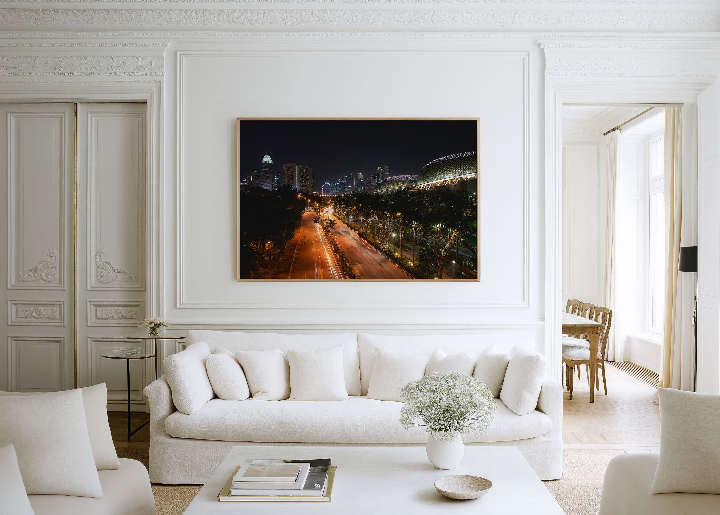 Singapore Marina Bay Skyline Wall Art Print, City Lights Night