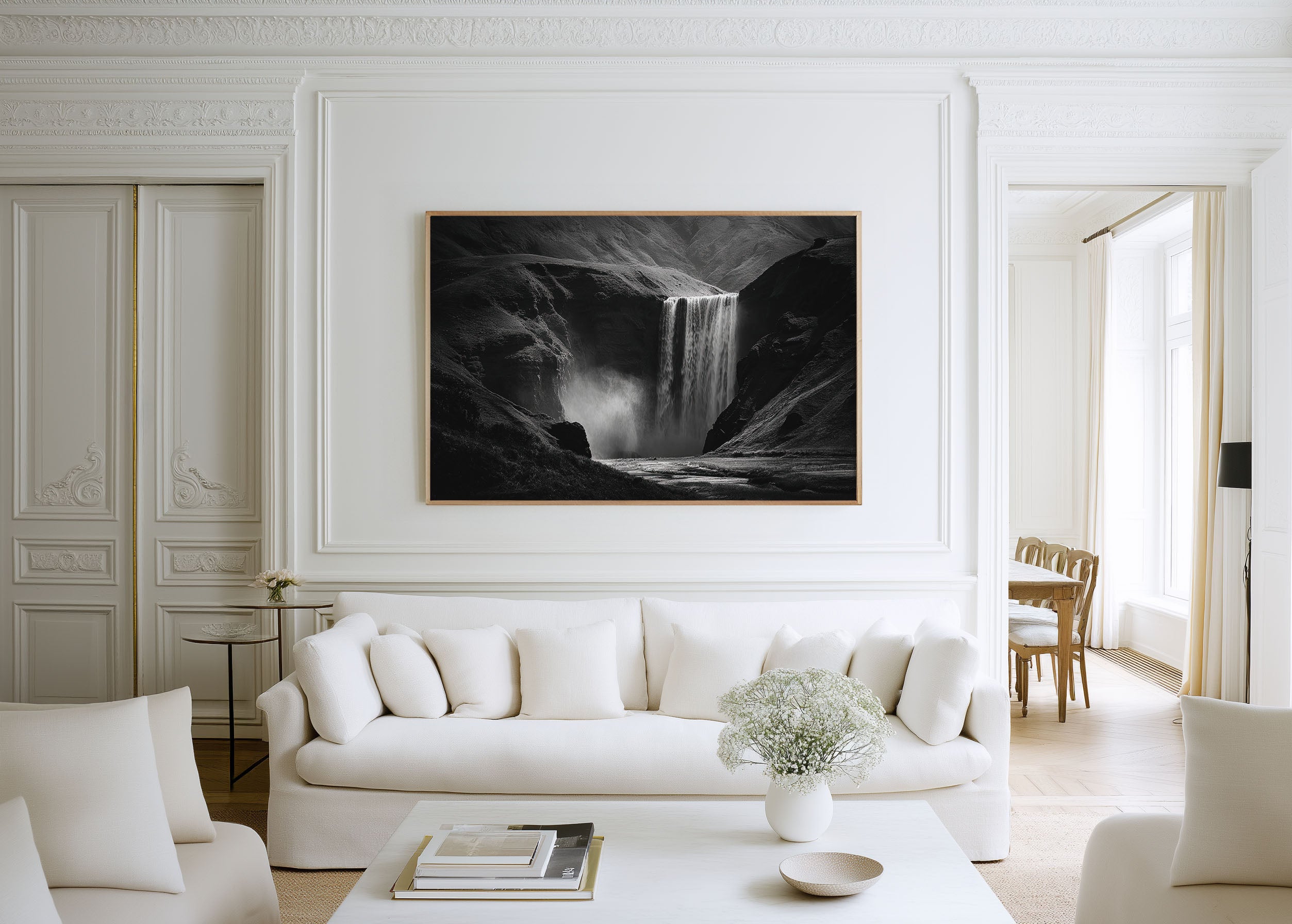 Skogafoss Waterfall Black & White Wall Art