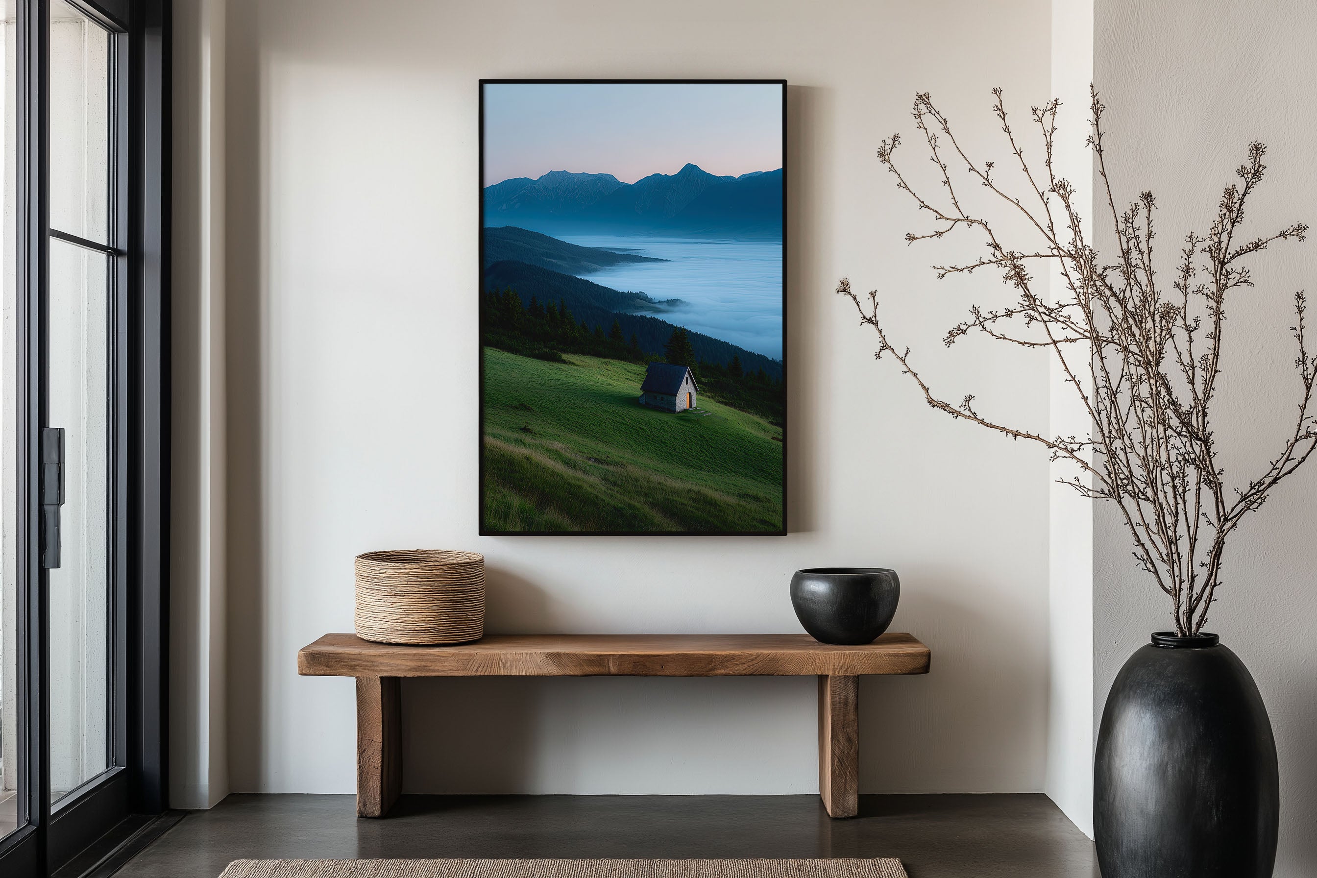 Slovak Alps Lonely Chapel Fog Print | High Tatras Mountain Wall Art | Slovak Mountain Chapel Sea of Clouds Landscape Photography Poster