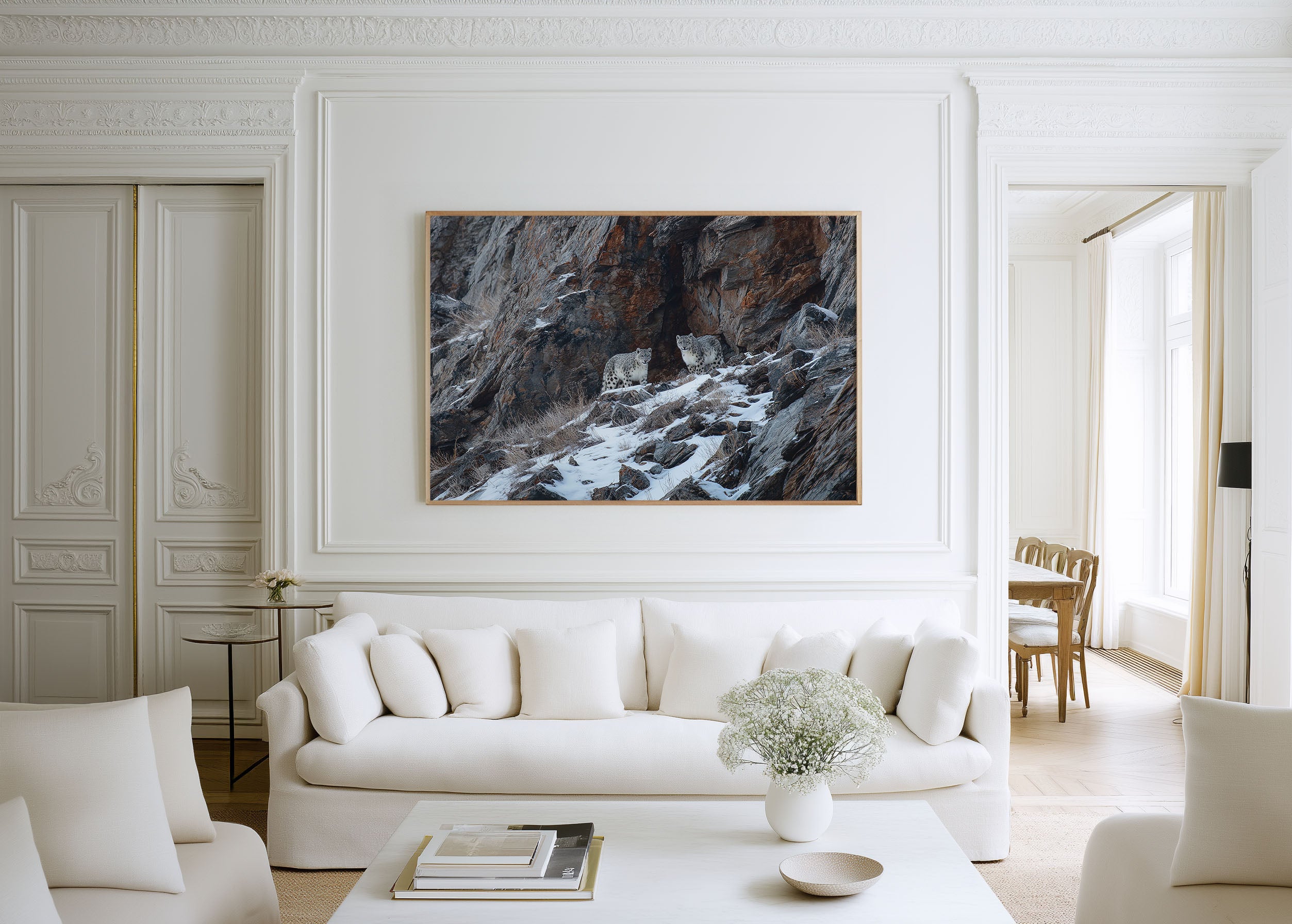 Snow Leopard Wall Art Print – Himalayan Mountain Wildlife Canvas