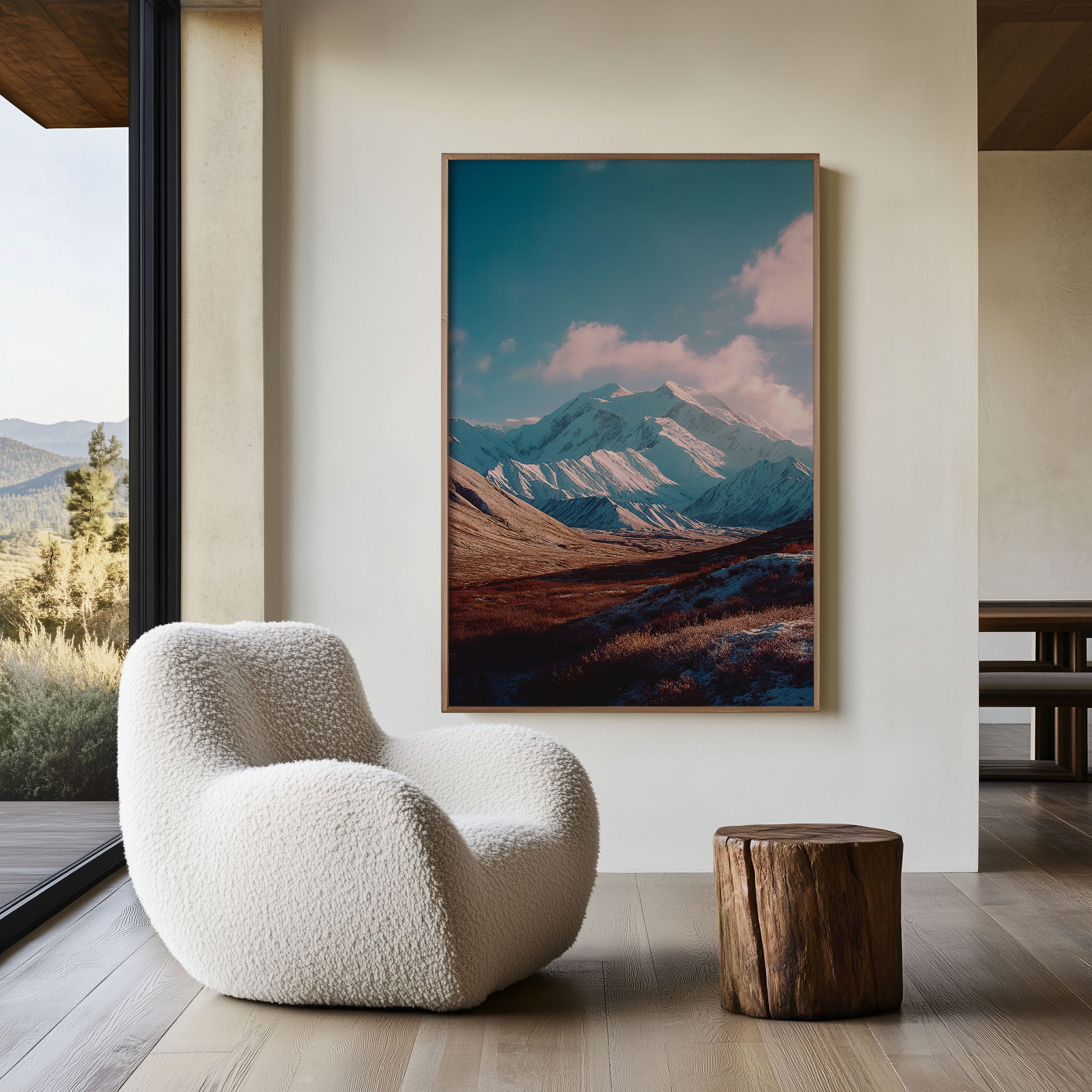 Snow Mountain Landscape Wall Art Print | Alpine Scenic Canvas Decor