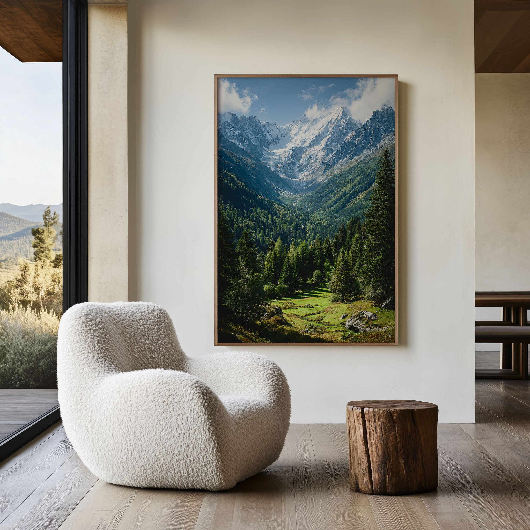 Mont Blanc Alpine Valley Wall Art | Chamonix Snow-Capped Mountain Forest Landscape Print | European Alps Travel Photography