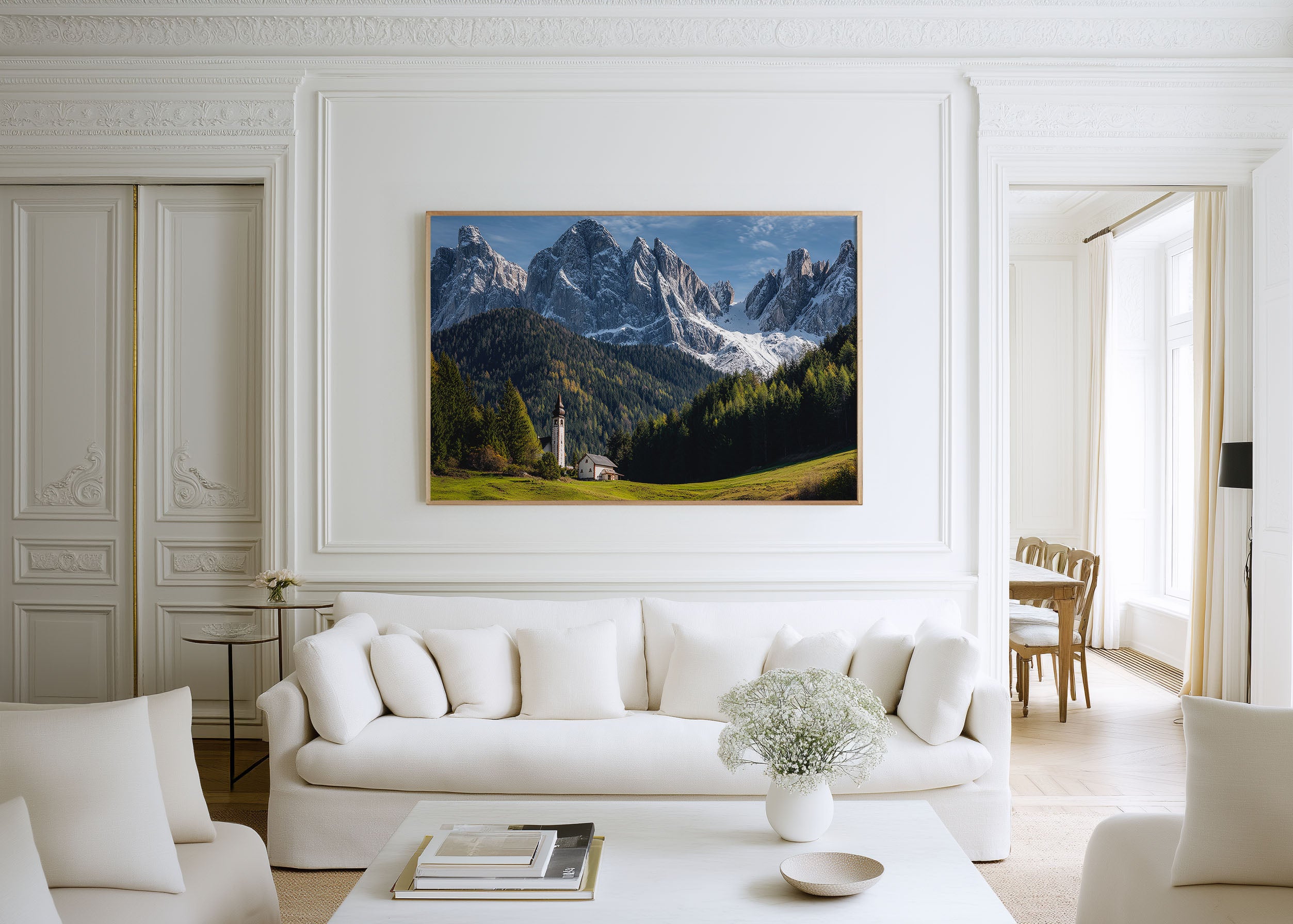 St. Johann Church Dolomites Wall Art – Alpine Meadow Mountain Landscape Print