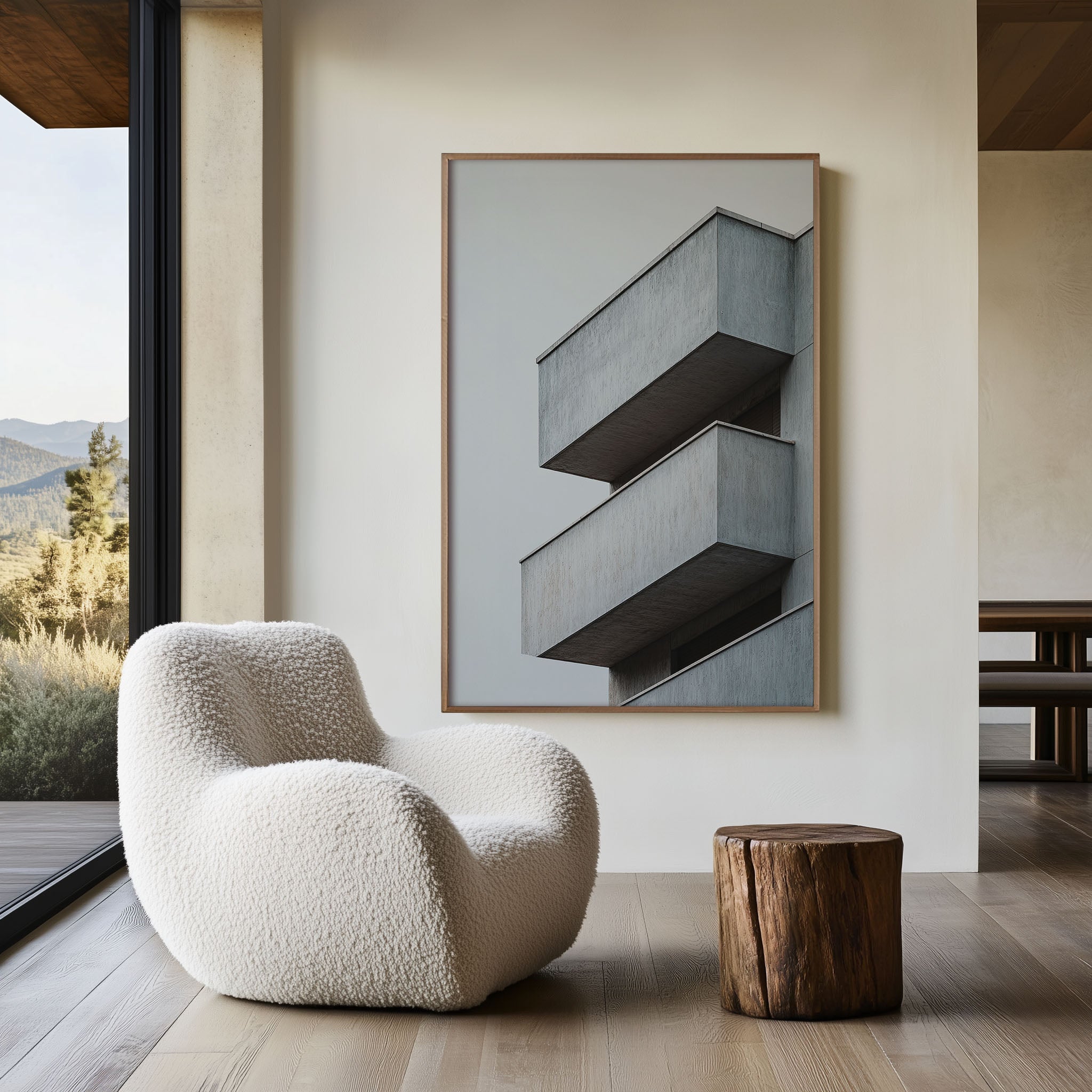 Concrete Balconies Zigzag Pattern Wall Art Print | Brutalist Architecture Abstract Photography | Minimalist Home Decor