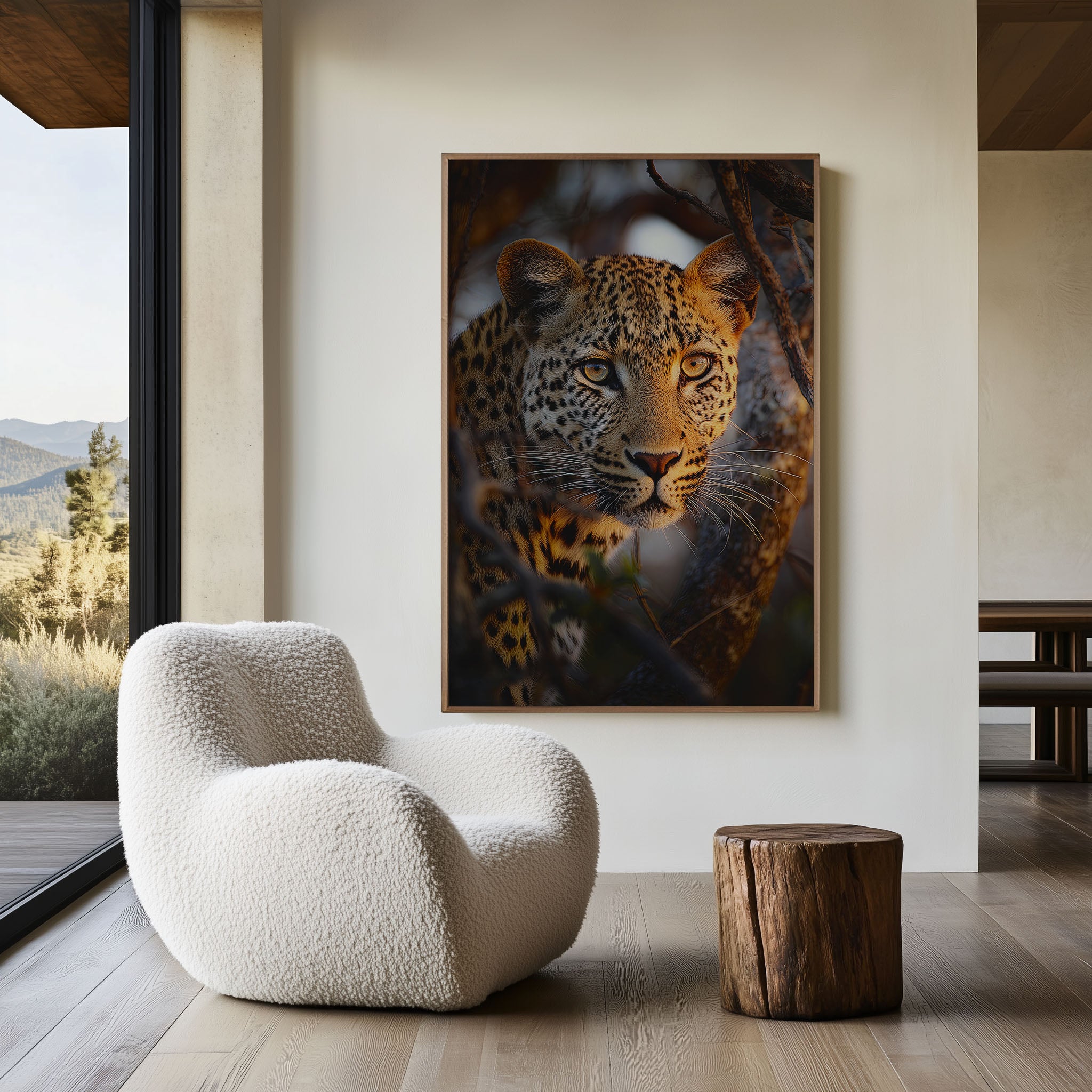 Leopard Close-Up Wall Art Print – Safari Wildlife Canvas & Framed Leopard Portrait Decor