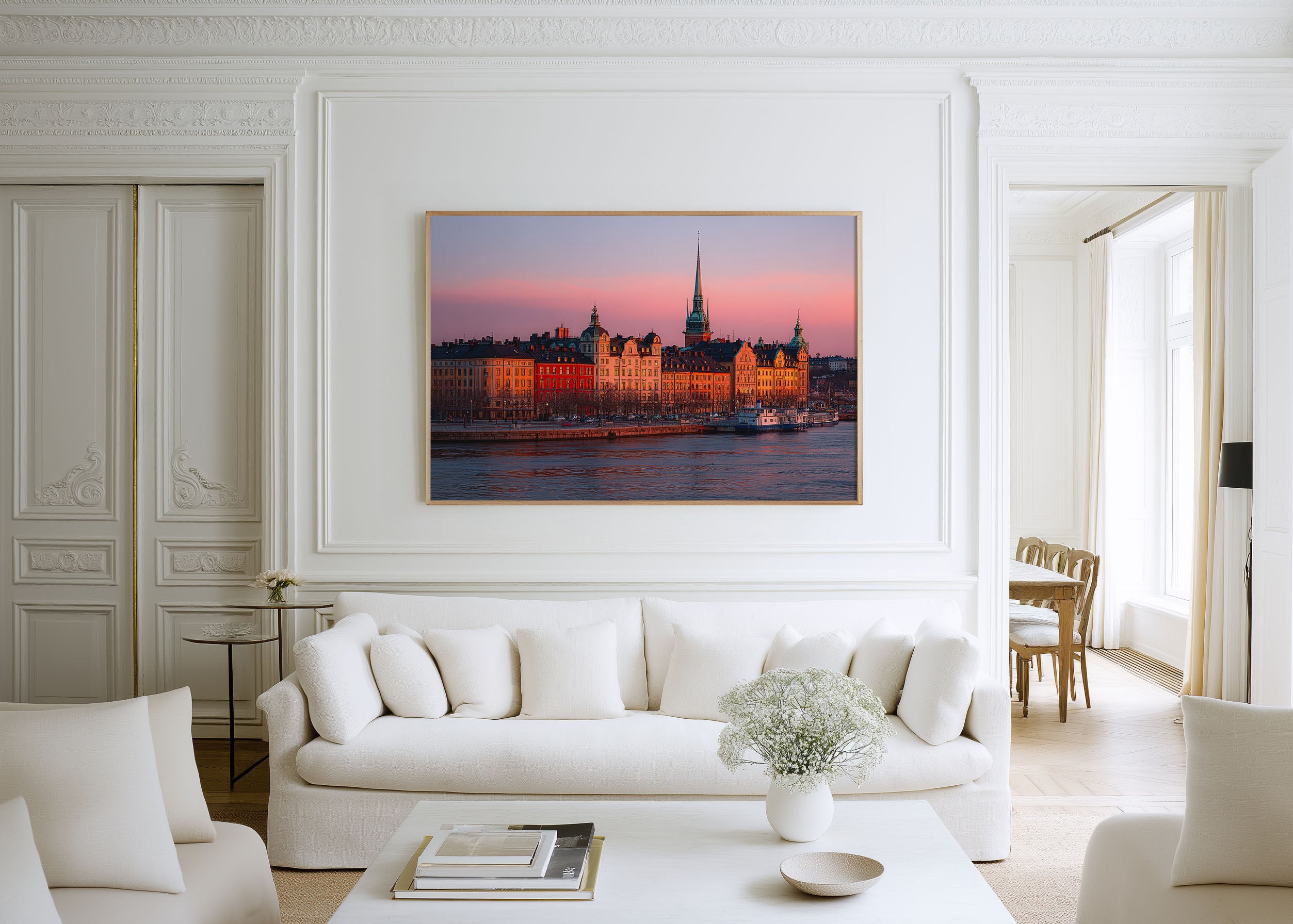 Stockholm Gamla Stan Pink Sunset Print | Sweden Waterfront Wall Art