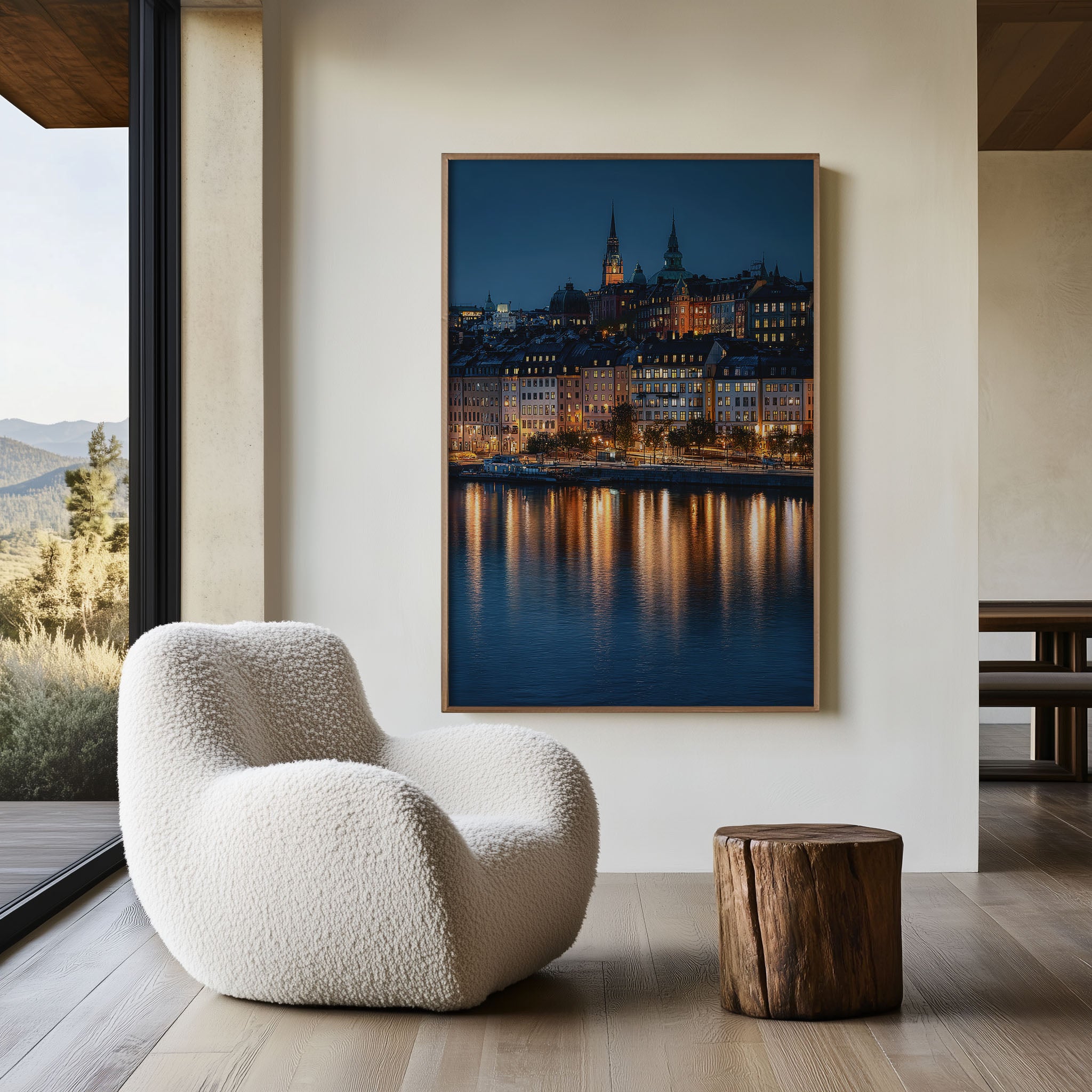 Stockholm Gamla Stan Night Wall Art | Södermalm Waterfront Sweden Blue Hour Print | Travel Photography Poster