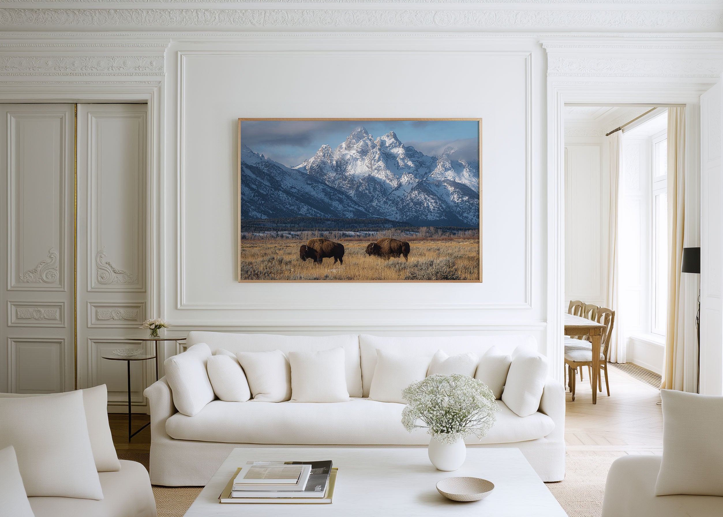 Grand Teton Bison Wall Art | Wyoming Wildlife Landscape Print