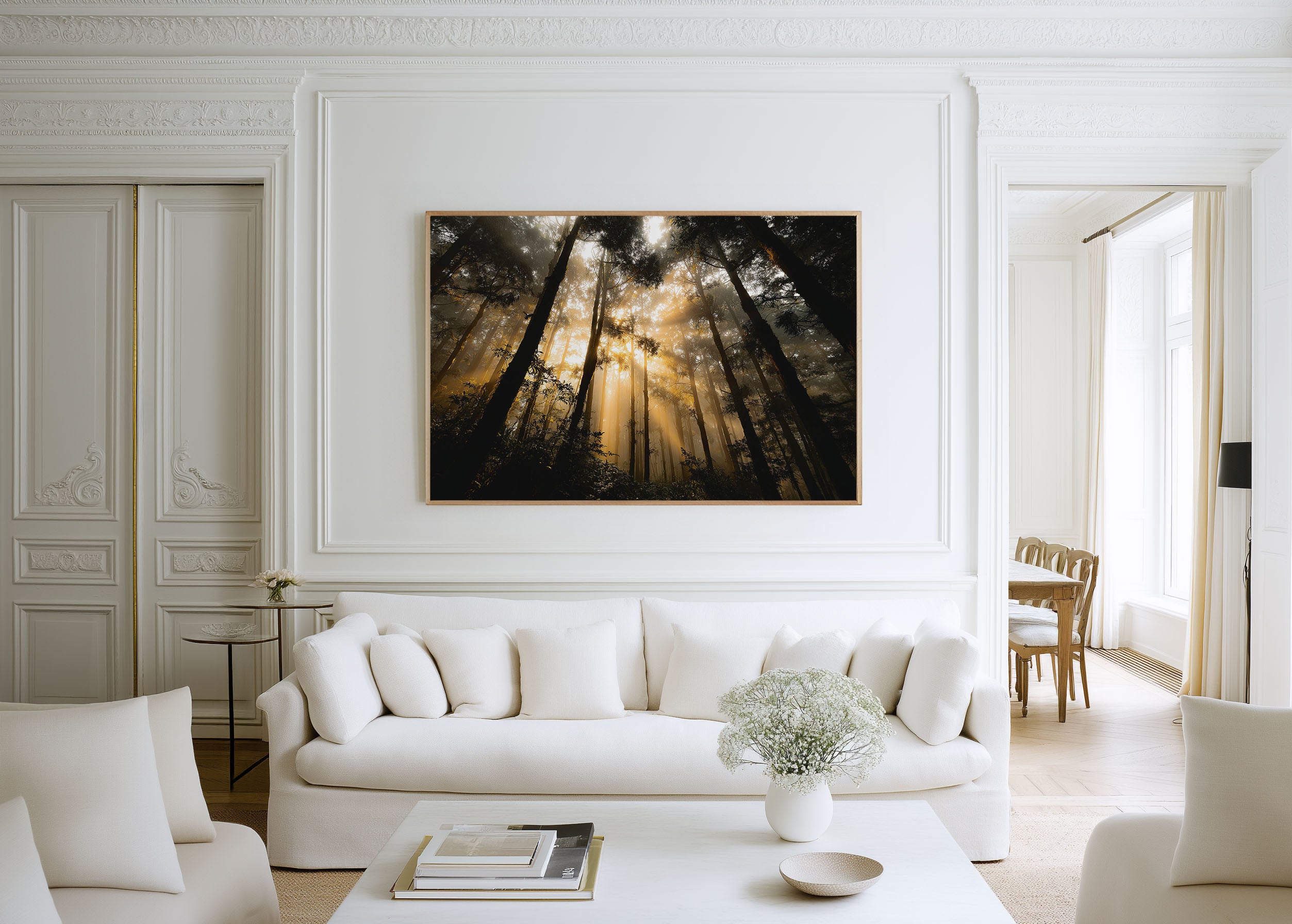 Sunlight Forest Rays Wall Art Print – Nature Landscape Photography Canvas