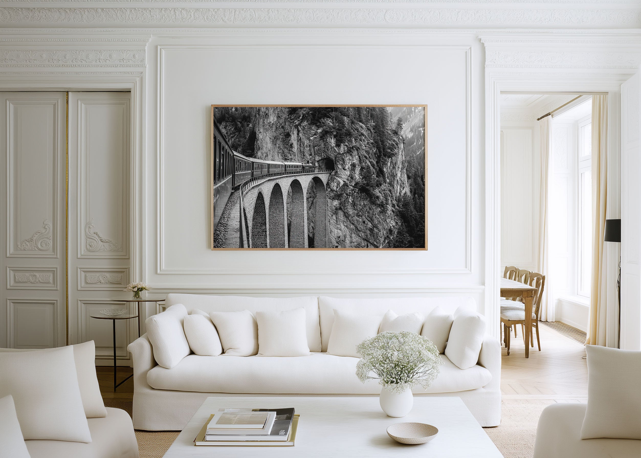 Swiss Mountain Railway Black & White Wall Art