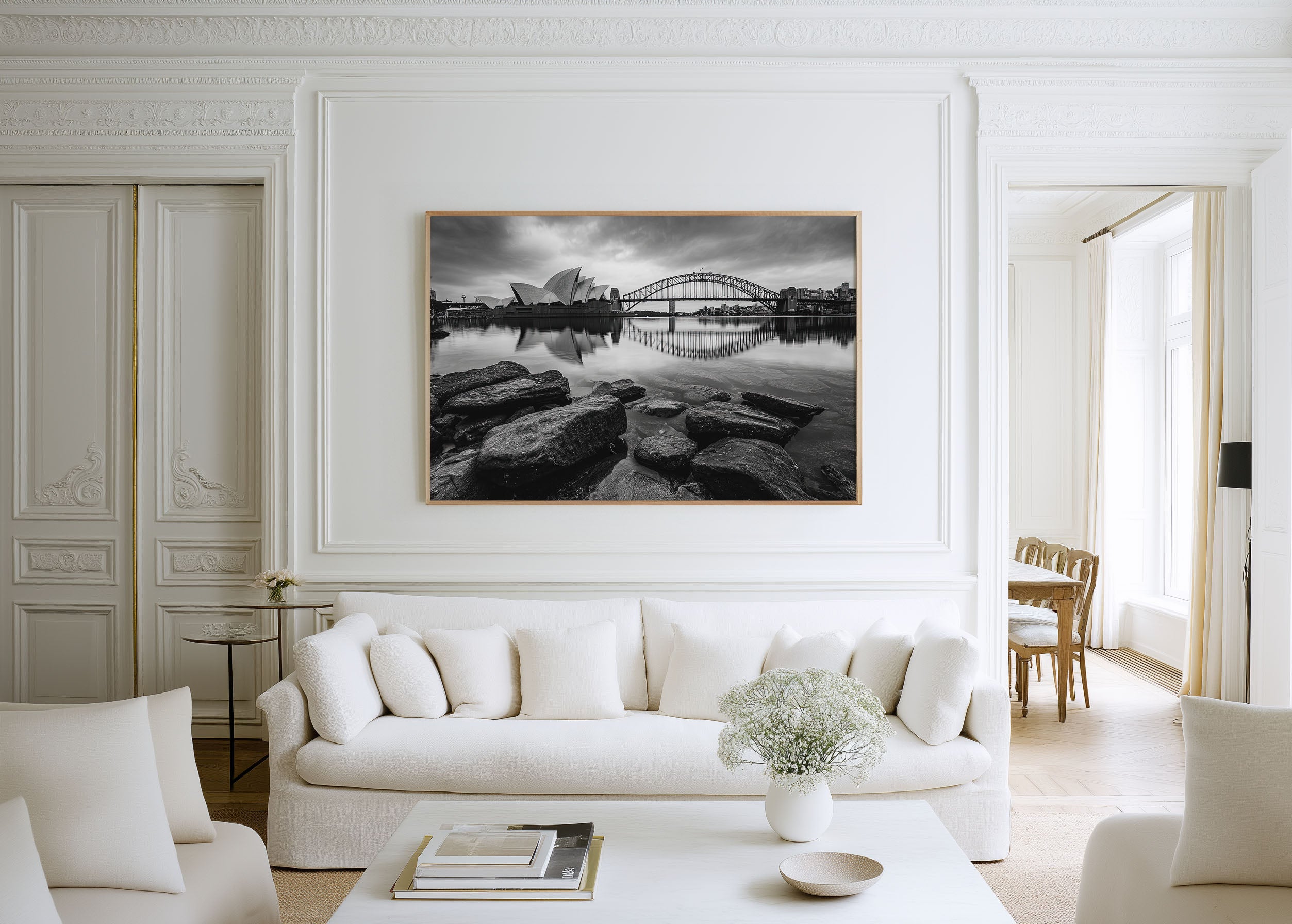 Sydney Opera House & Harbour Bridge Black and White Wall Art