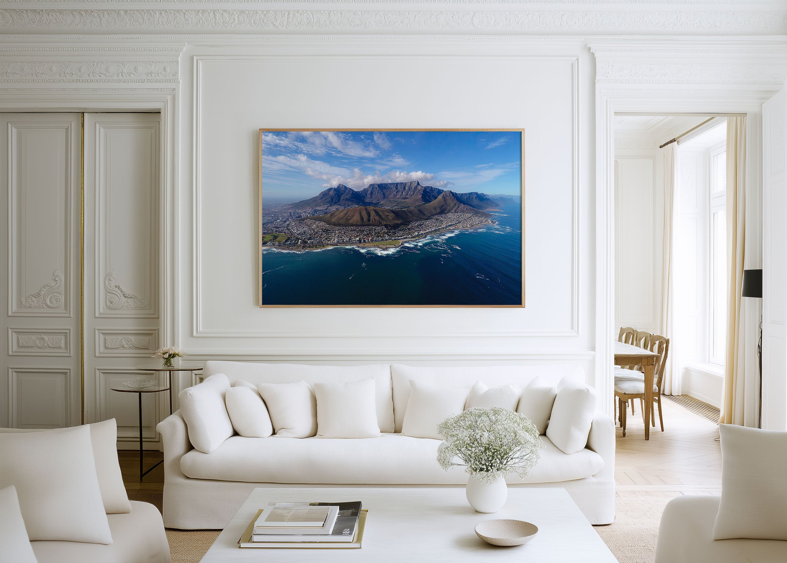 Table Mountain Cape Town Wall Art – South Africa Coastal Landscape Aerial Print