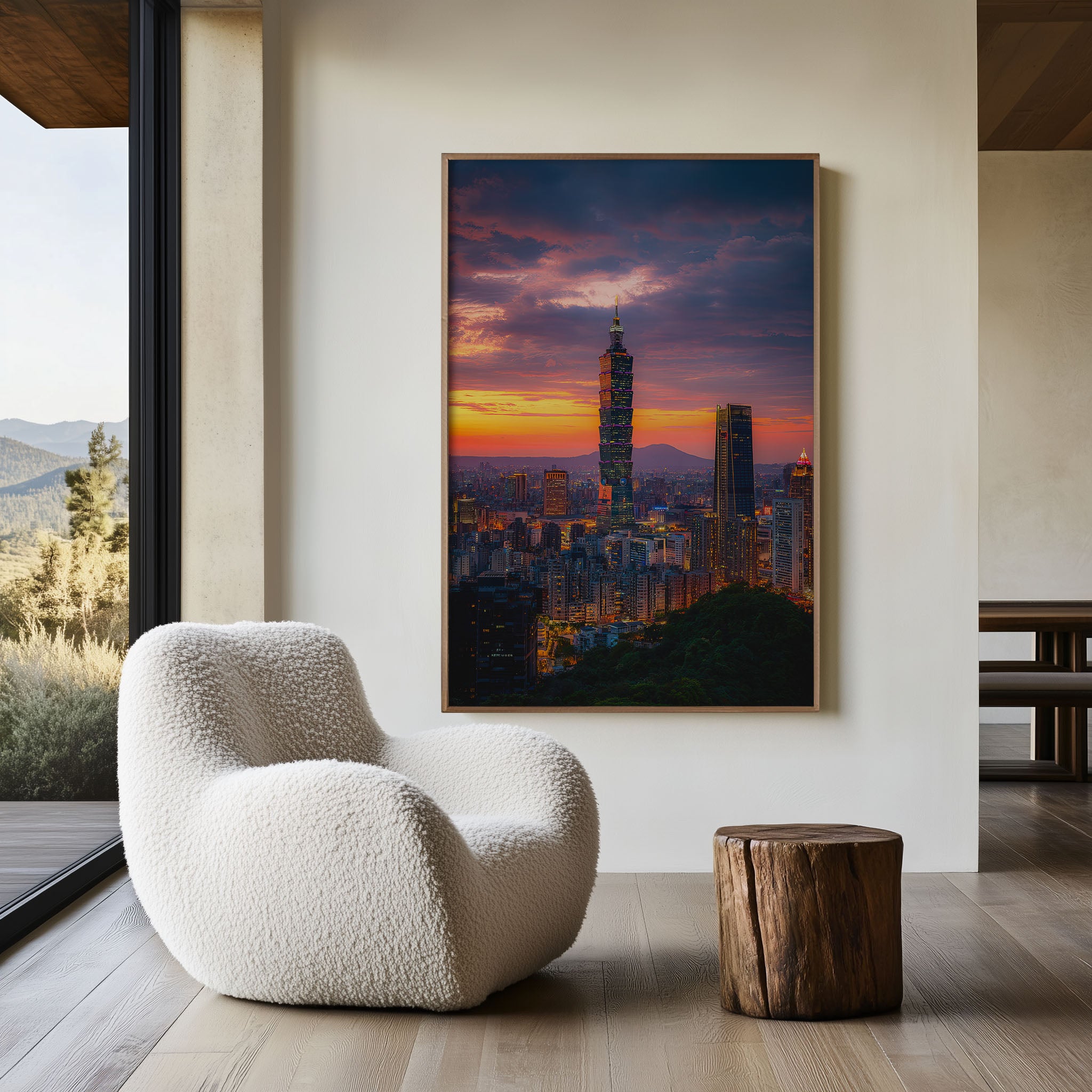 Taipei 101 Wall Art – Taipei City Skyline Sunset Print
