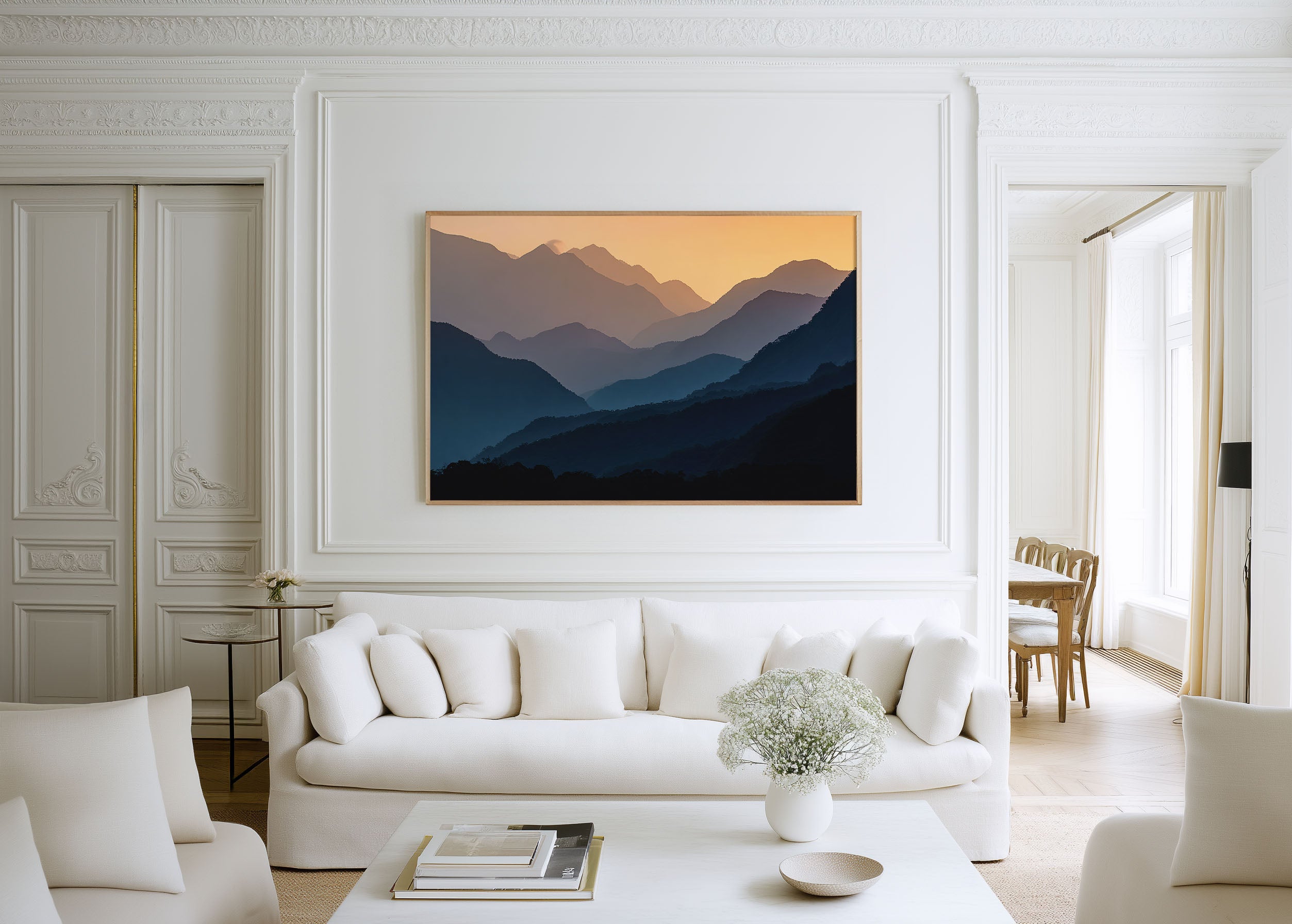 Taroko Mountains Taiwan Sunset Print | Layered Haze Landscape Wall Art