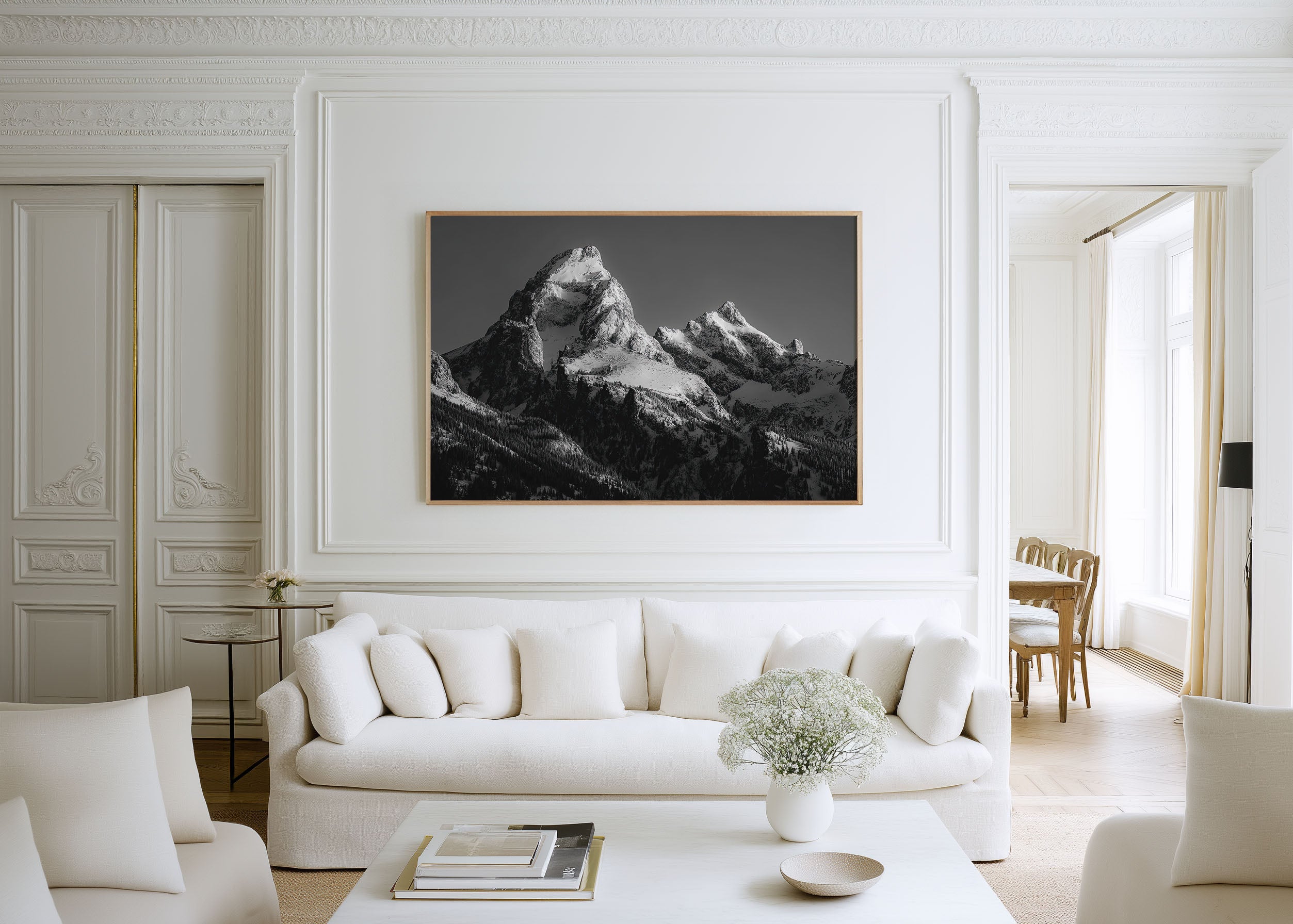 Grand Teton Black and White Wall Art | Wyoming Mountain Print